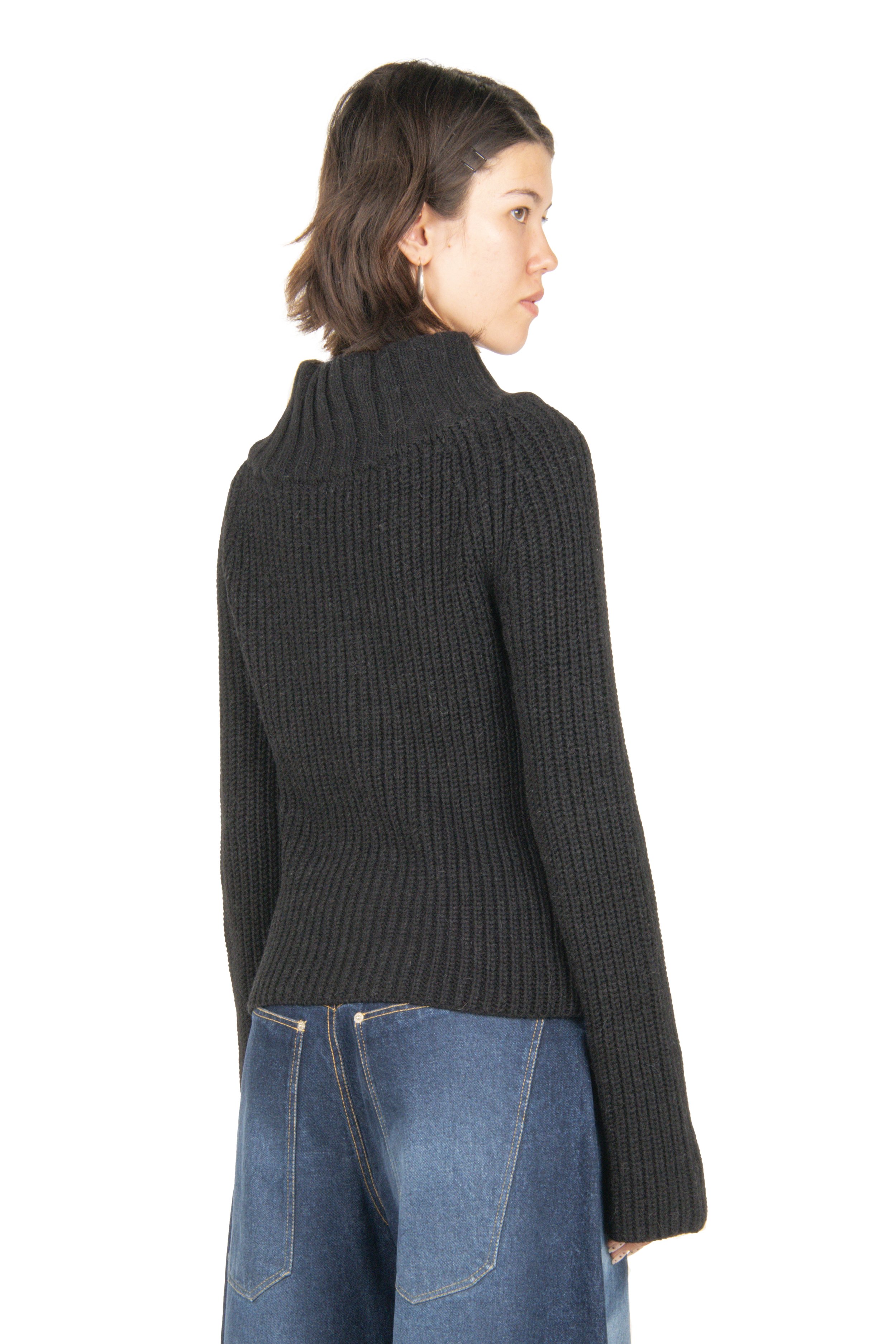 Ann Demeulmeester Black Zip Up Knit Jacket Back.jpg