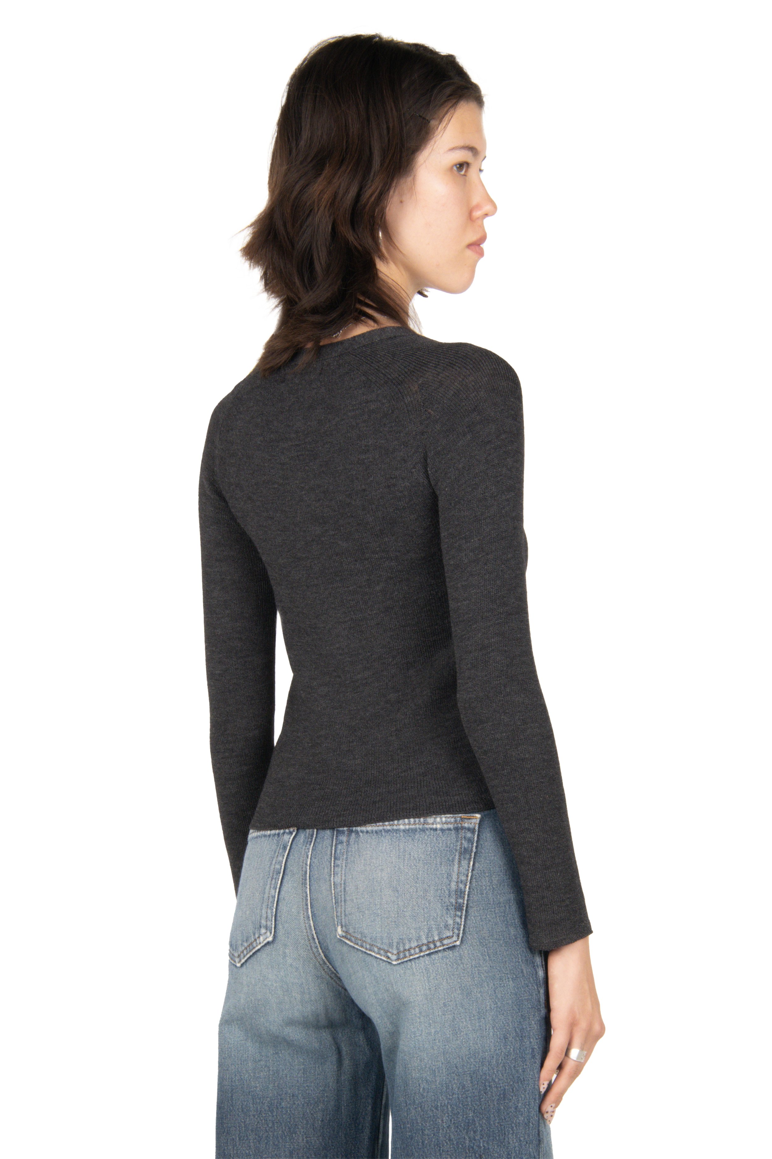 Y's Grey Wool Cardigan Back.jpg