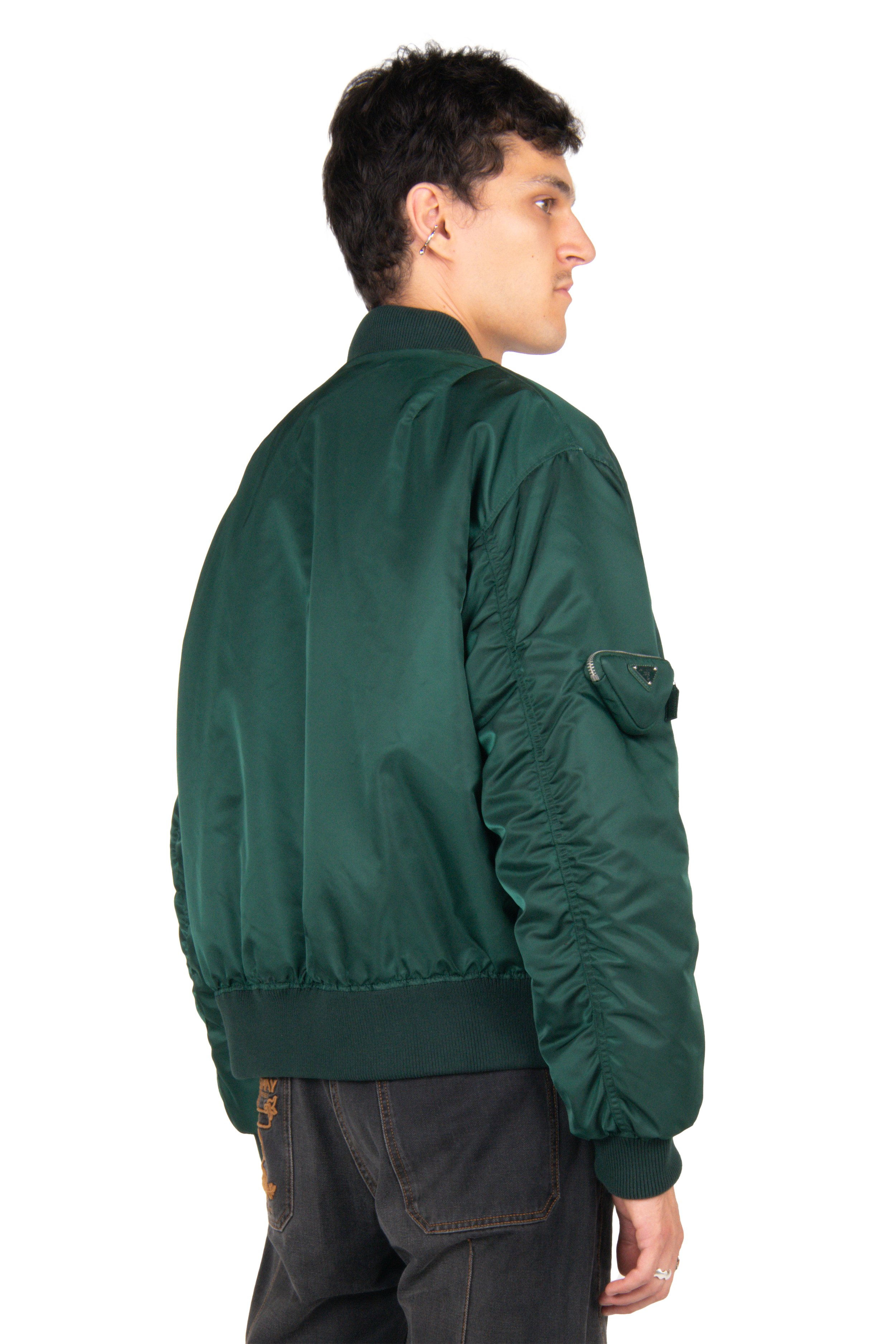 PRADA Green Re-Nylon Bomber Jacket Back-2.jpg