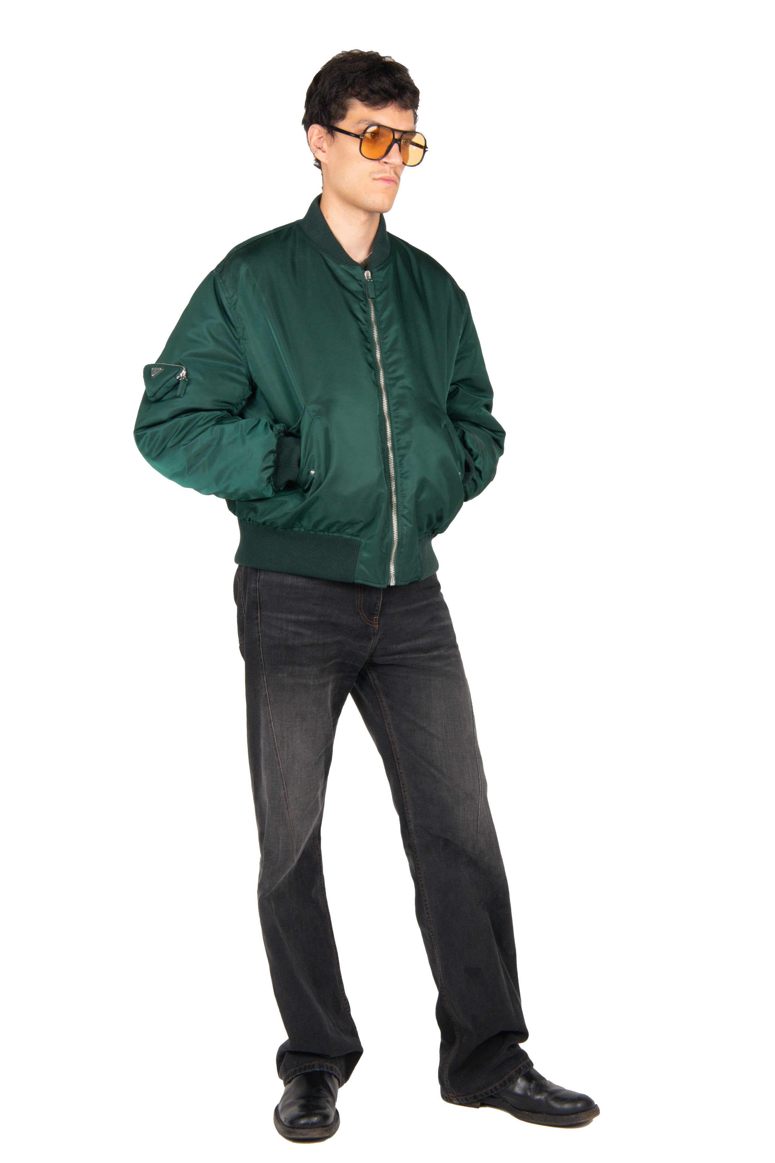 PRADA Green Re-Nylon Triangle Bomber Jacket-2.jpg