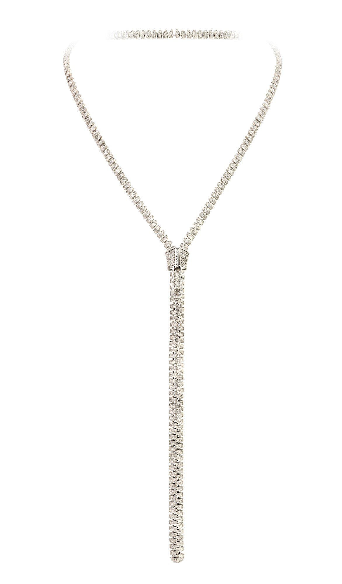 18ct White Gold 8.50cttw Diamond Zipper Necklace