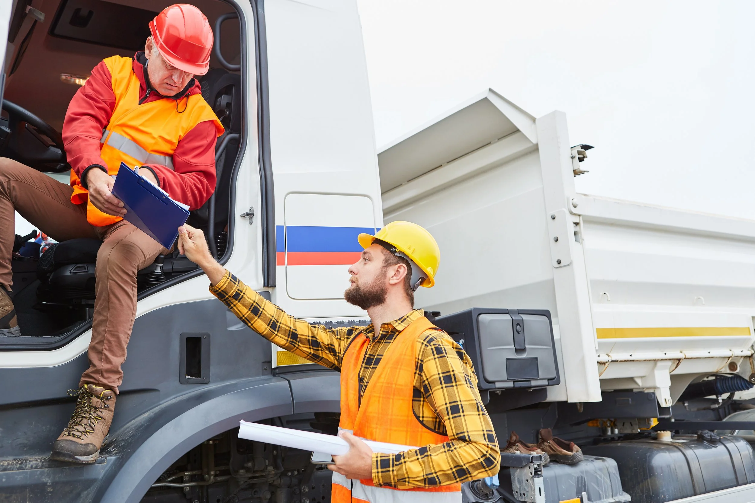 truck driver getting instructions