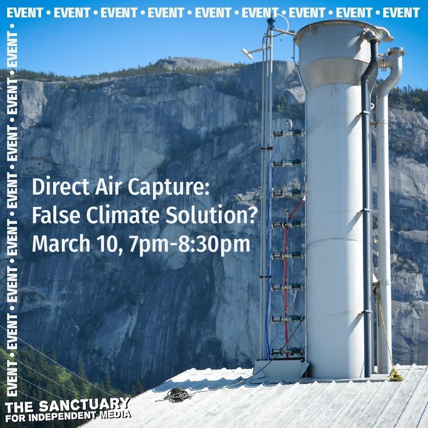 @mediasanctuary is hosting a town hall webinar (3/10 - 7pm) on the costs, dangers, and questionable methods of Direct Air Capture (DAC) &mdash; and why it&rsquo;s an unwise investment. Registration link in bio. 

#Repost @mediasanctuary
・・・
Speakers 