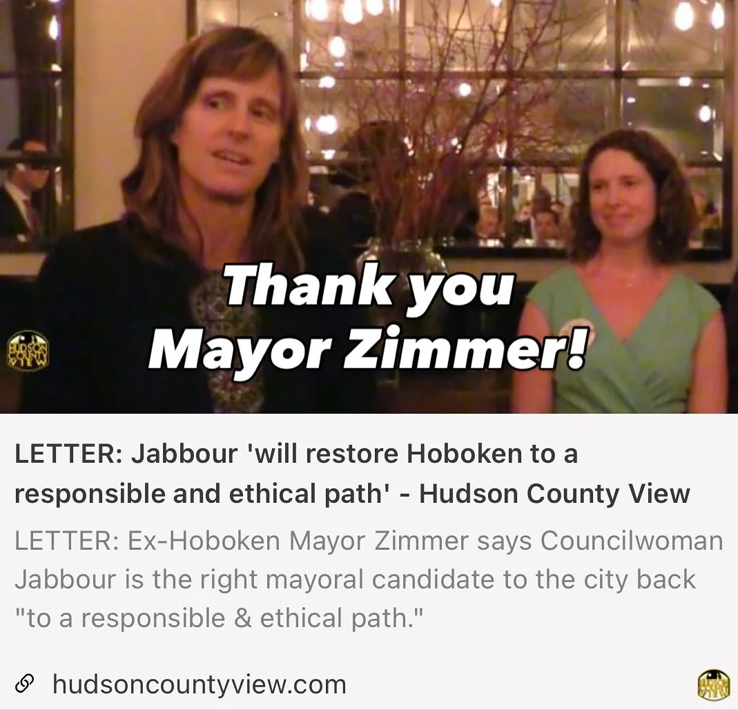 Incredible endorsement from Mayor Dawn Zimmer! Thank you for supporting Emily Jabbour for Mayor of Hoboken!