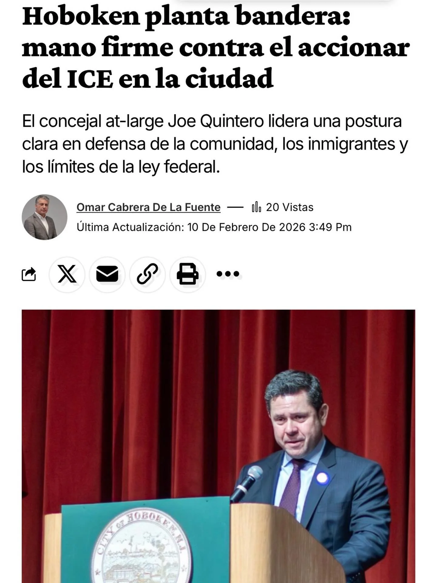 Fue un gusto conversar hoy con V&iacute;ctor de lapaginadenj.com y WPAT 930AM. Hablamos sobre varios temas que afectan a la comunidad hispana de Hoboken, incluyendo ICE, la asequibilidad de la vivienda y los desaf&iacute;os de nuestro presupuesto. 

