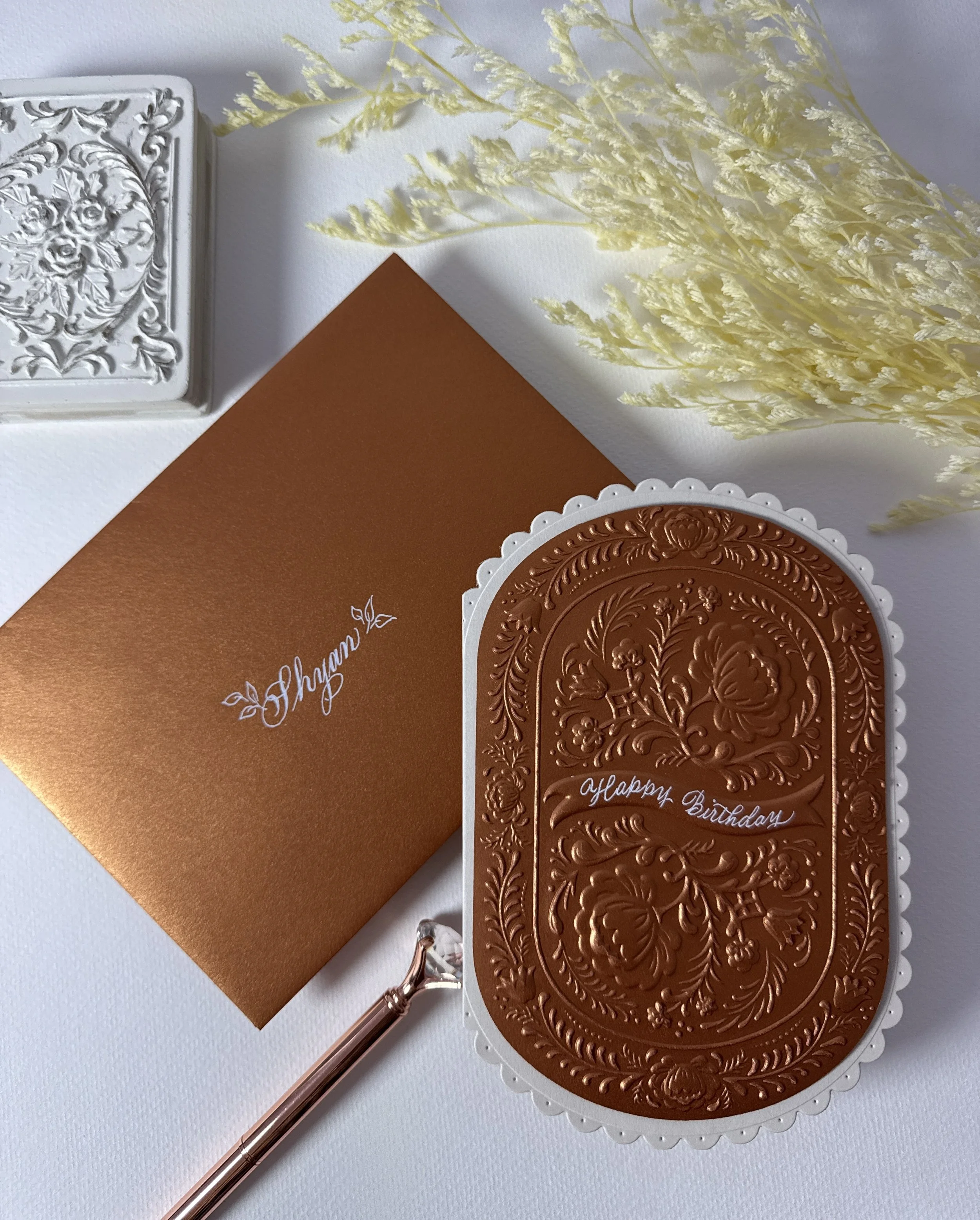 Handmade embossed card by The Graceful Pen Studio