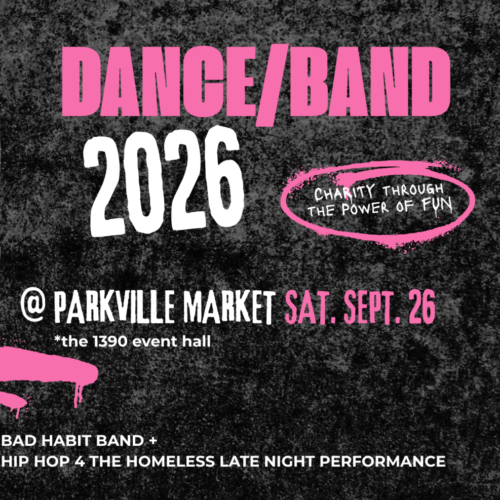 Dance It Out with South Park Inn on Friday, October 3rd, featuring dancers and a disco ball, with details about drinks, a live band, dancing, goodie bags, food, and a silent auction.