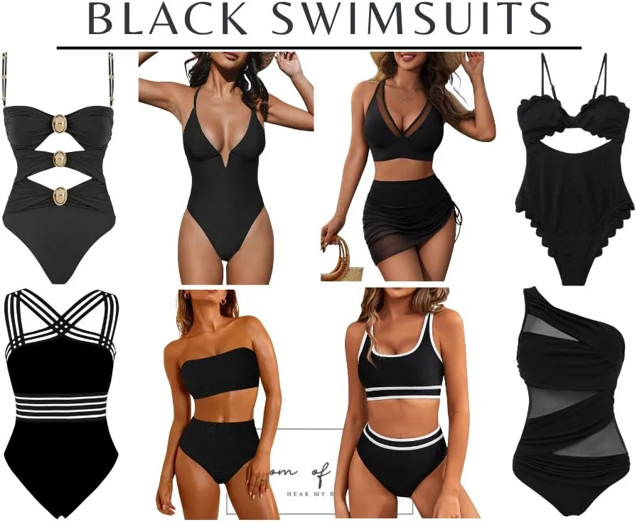black swimsuit options for moms
