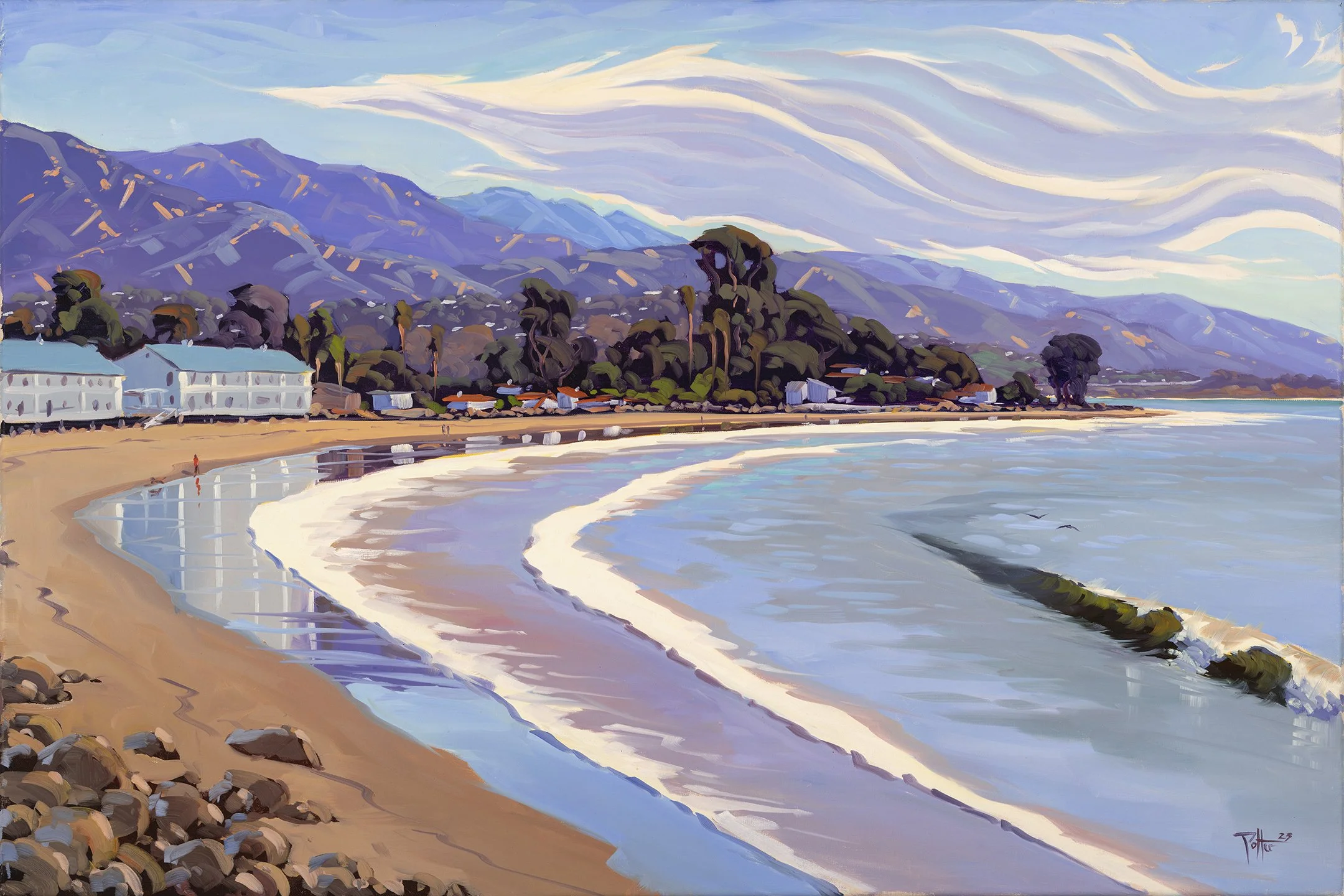 Miramar Beach after the storm, Montecito, 24x36, 2023