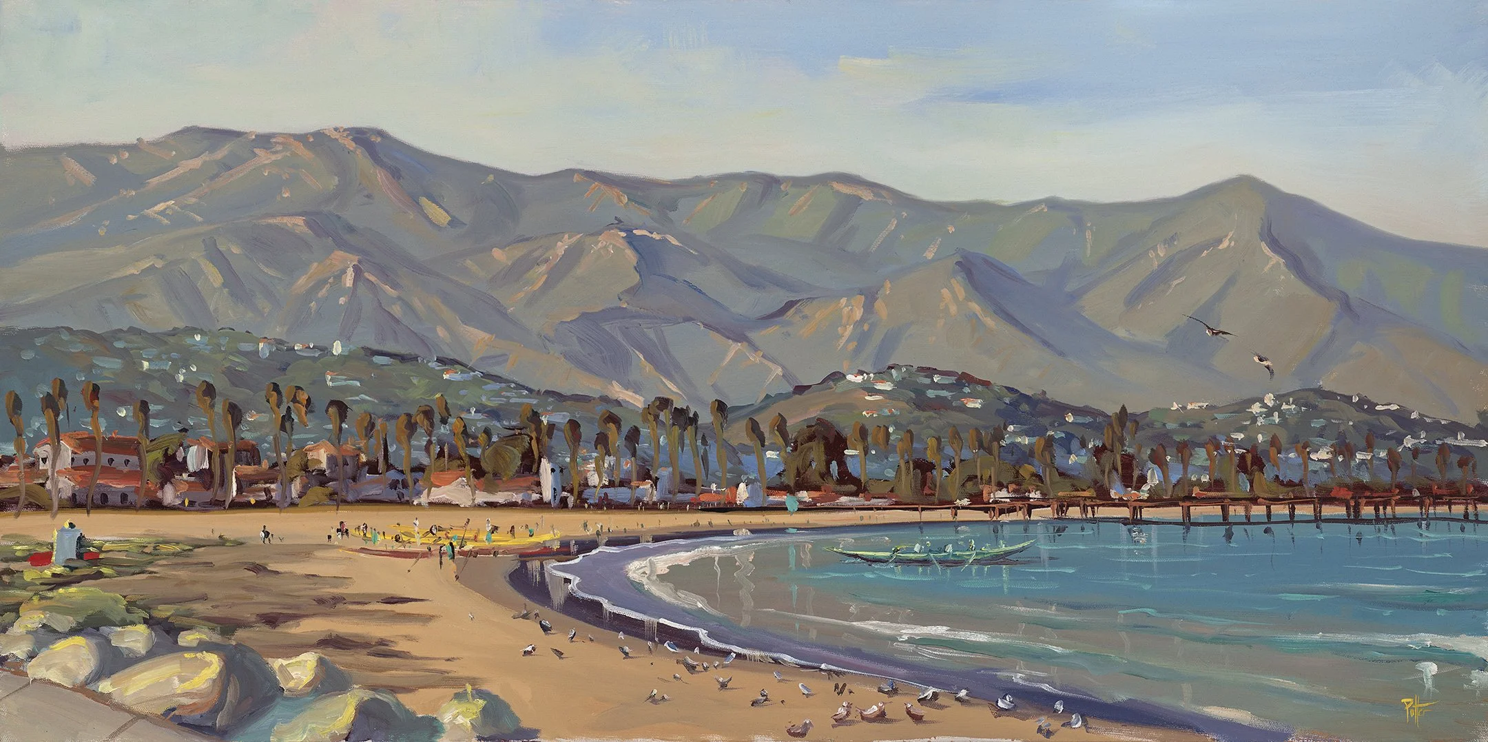 Afternoon Rigger from Sea Landing, Santa Barbara, 18x36, 2016