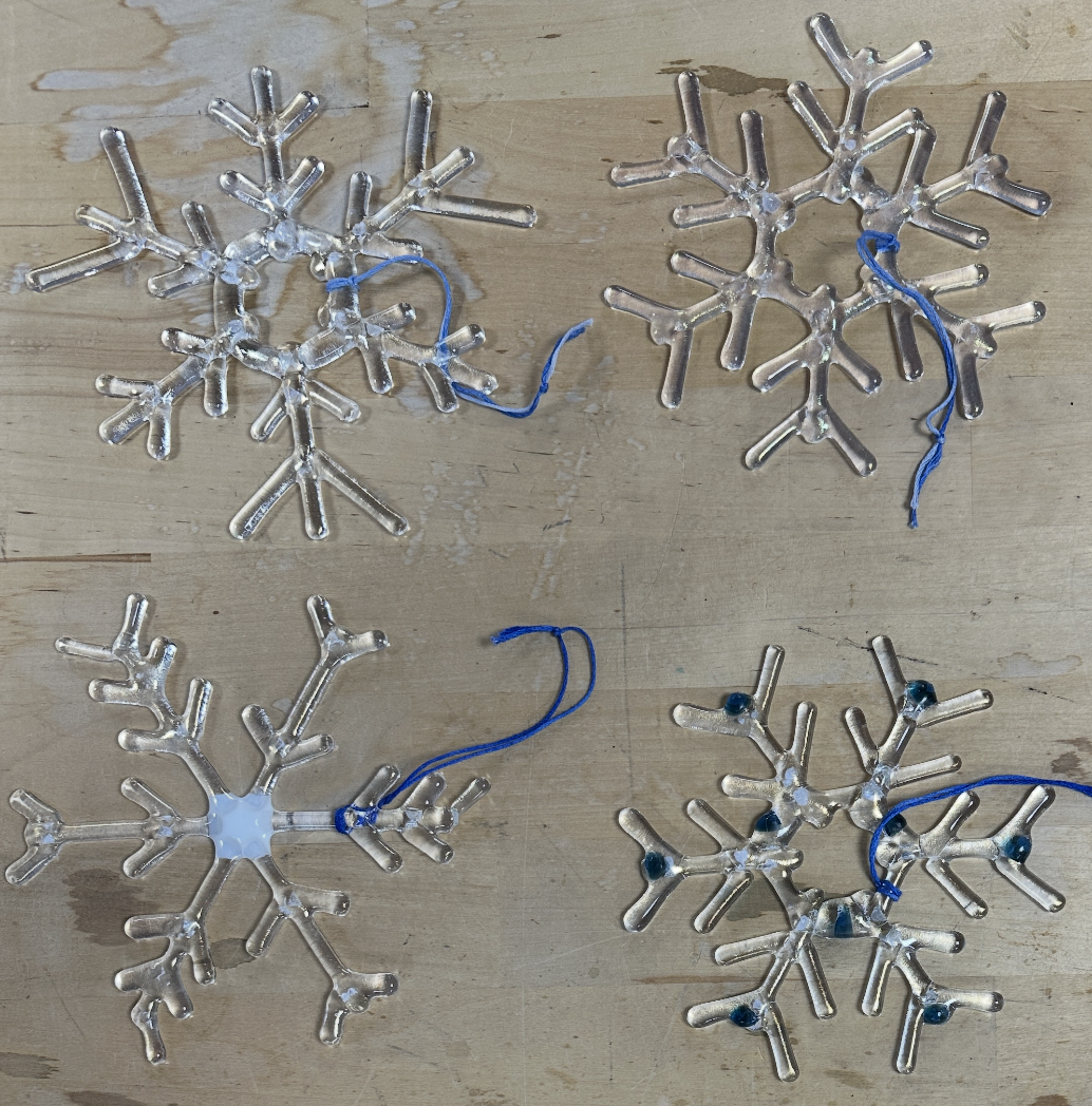 Fused Glass Snow Flakes