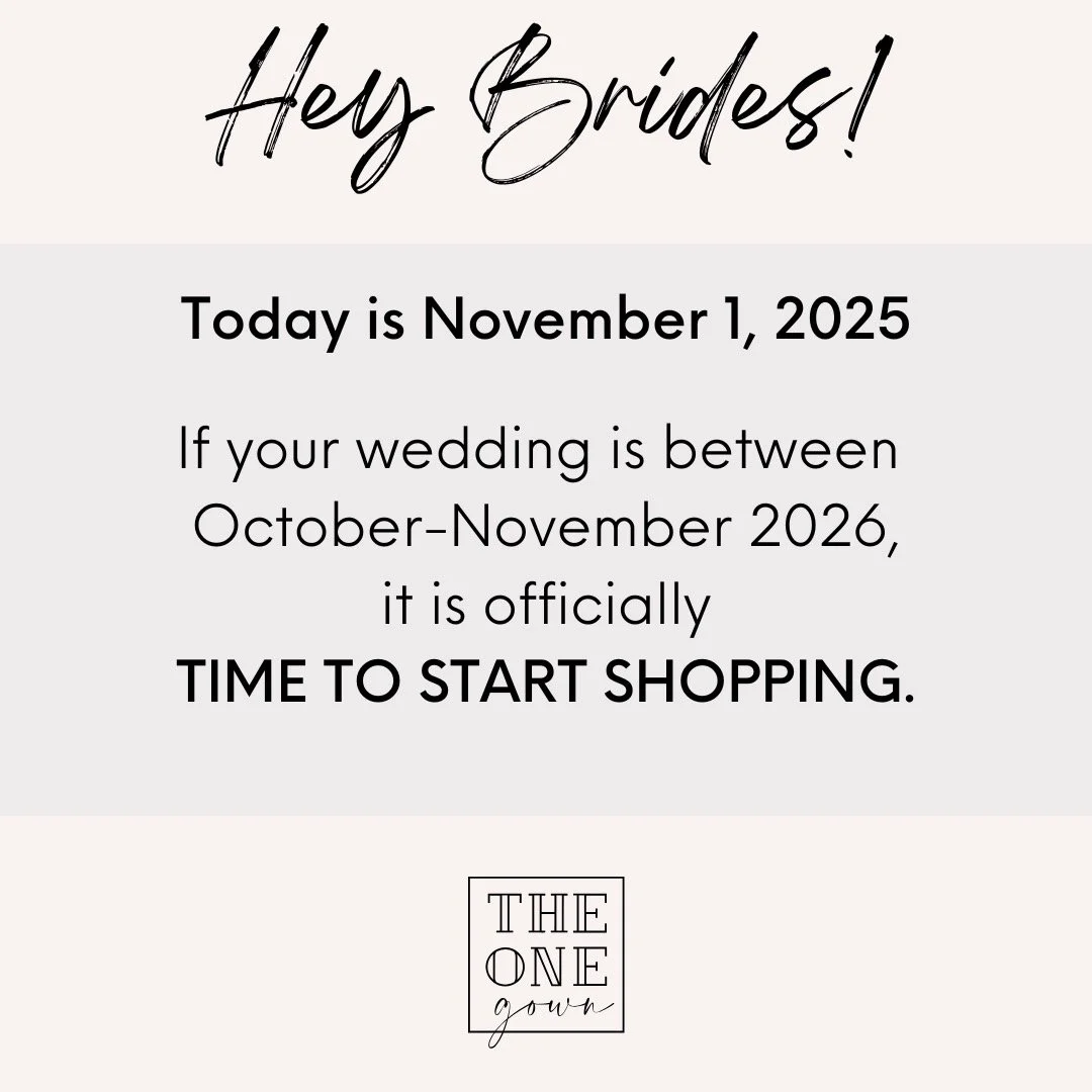 Calling all Fall 2026 brides: you&rsquo;re officially on the clock! 

Why &ldquo;so early&rdquo; you ask? The timeline for actually purchasing and producing the gown of your dreams&mdash;without rush fees!&mdash;calls for some lead time. 

💥Ready to