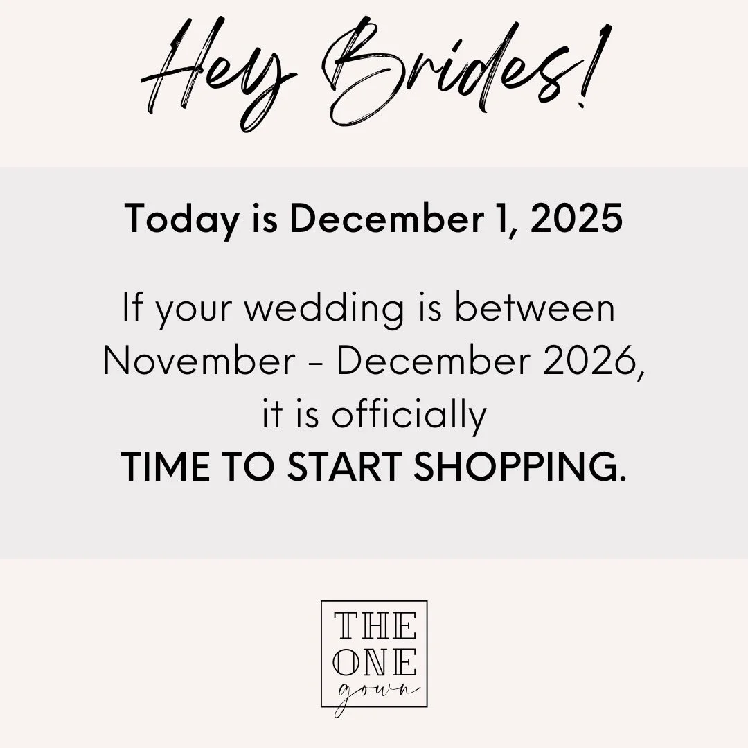 Calling all &quot;Holiday&quot; 2026 brides: you&rsquo;re officially on the clock! 

Why &ldquo;so early&rdquo; you ask? The timeline for actually purchasing and producing the gown of your dreams&mdash;without rush fees!&mdash;calls for some lead tim