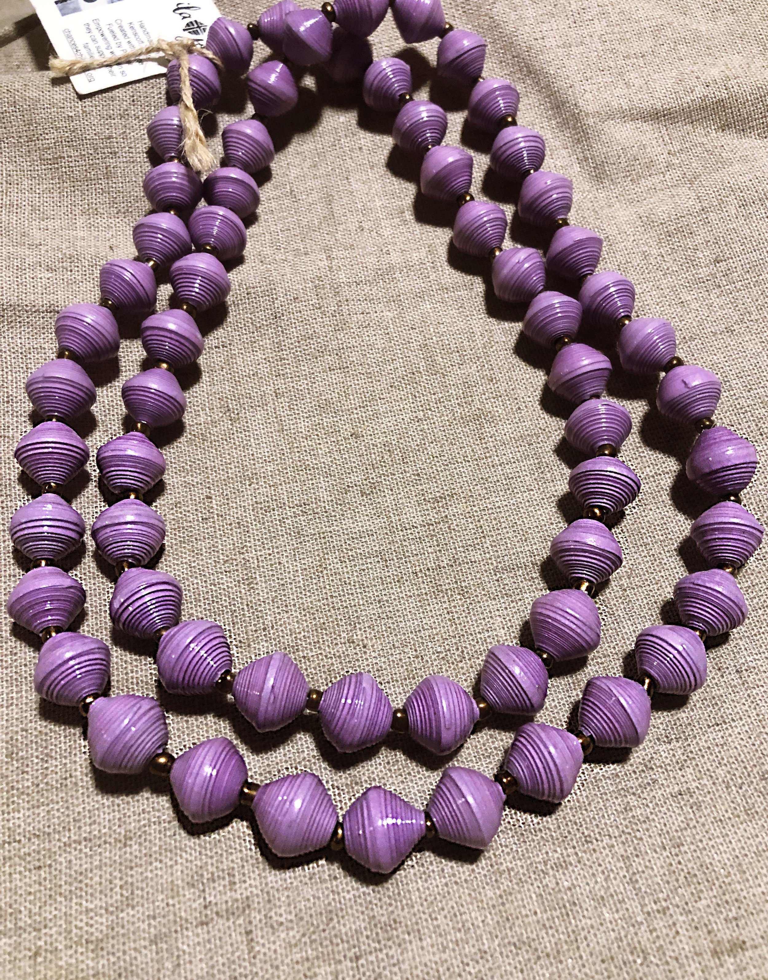 Multi Strand Beaded Sari Necklace - Purple/Olive — Jewelled Buddha