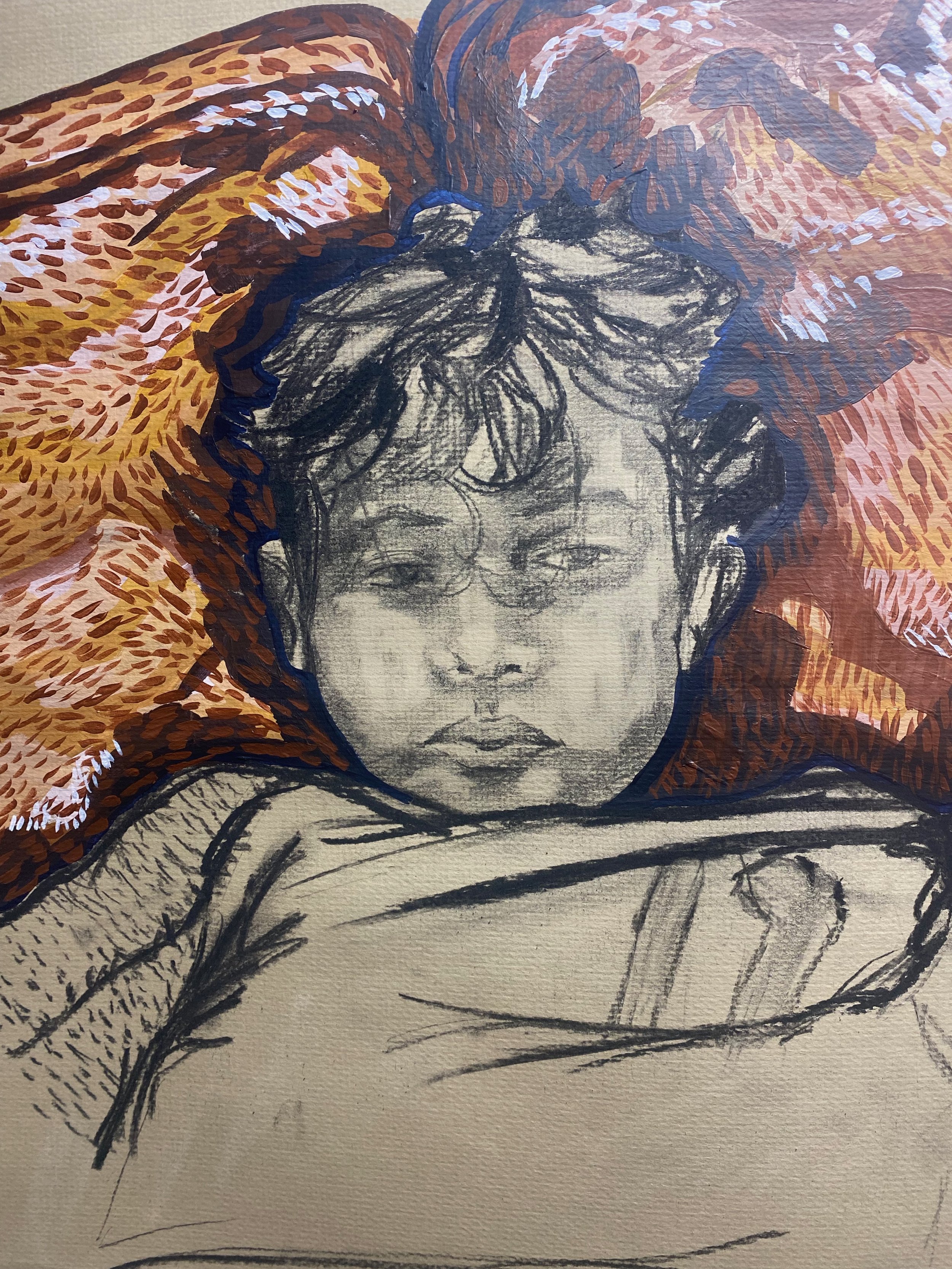 paint & charcoal study, not for sale