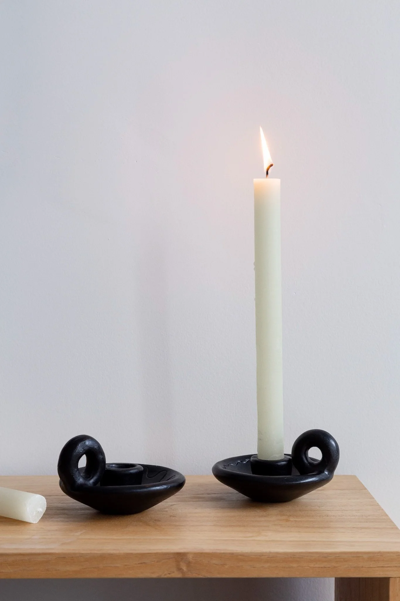 Black Clay Candle Holder