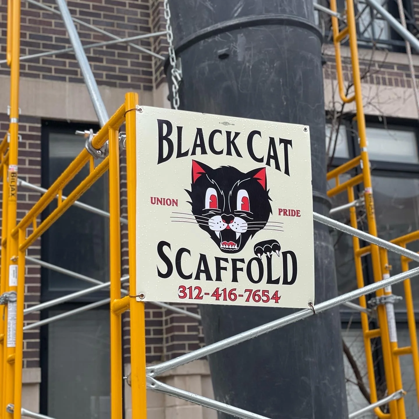 Sign displayed on garbage chute. - Black Cat Scaffold