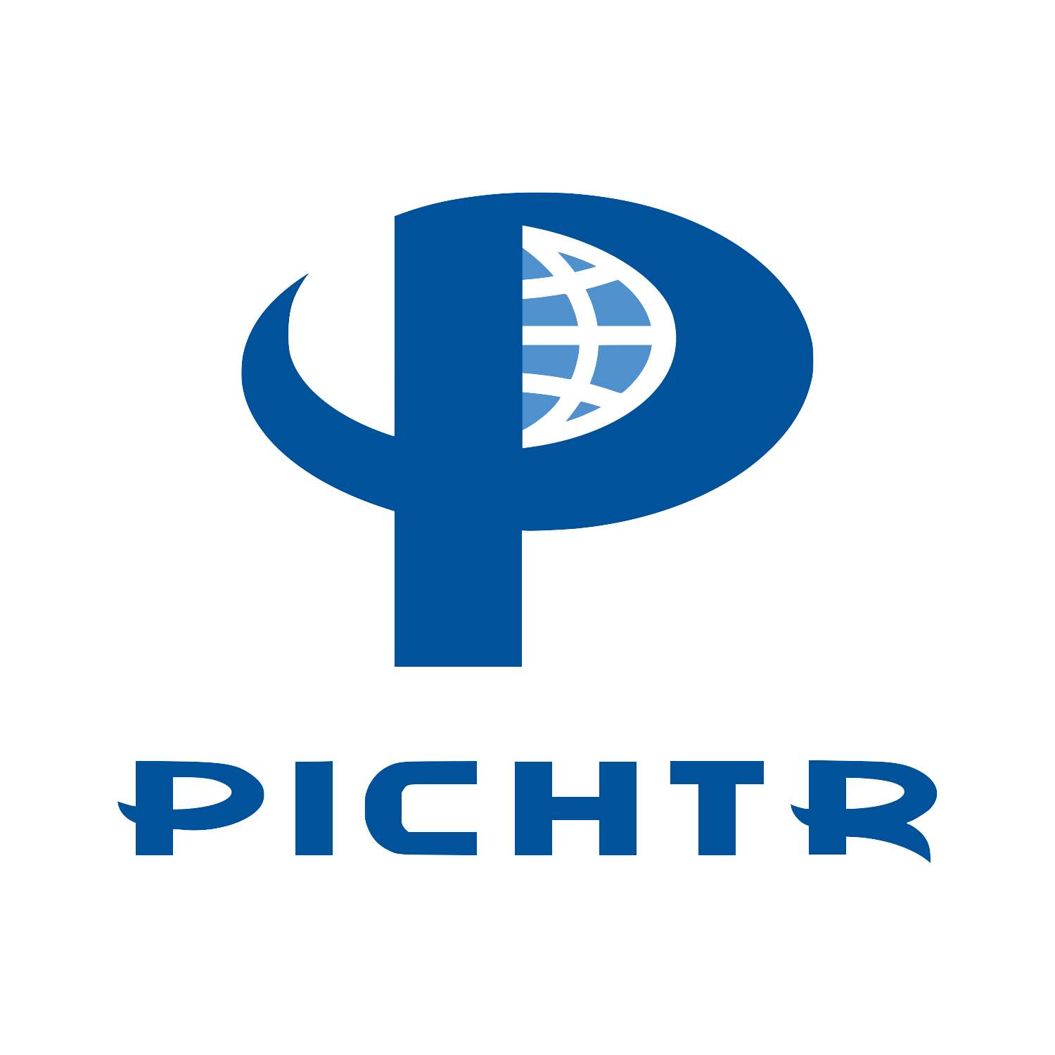 Logo of PichtR with a globe integrated into a person figure and the word 'PICHTR' in blue text beneath.