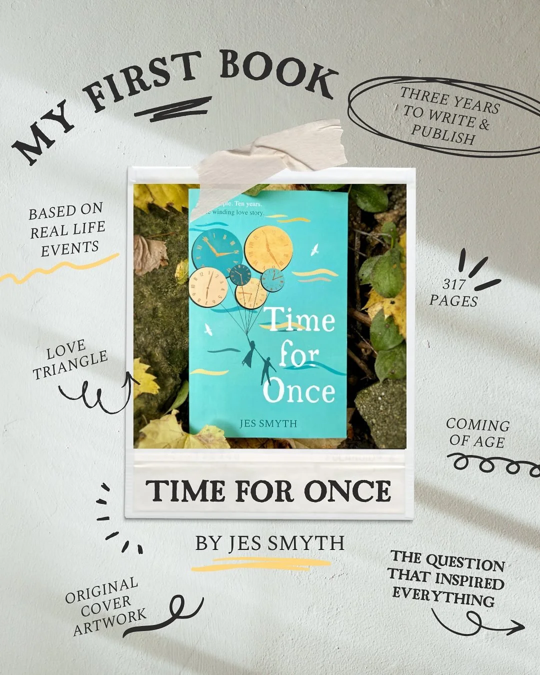 My First Book &ndash; Time for Once ... 

🕰️ Took three years to write and publish. I spent a year in revisions (roughly). But the true holdup was my book cover design. It&rsquo;s likely I would have released this at the end of 2022 had there not be