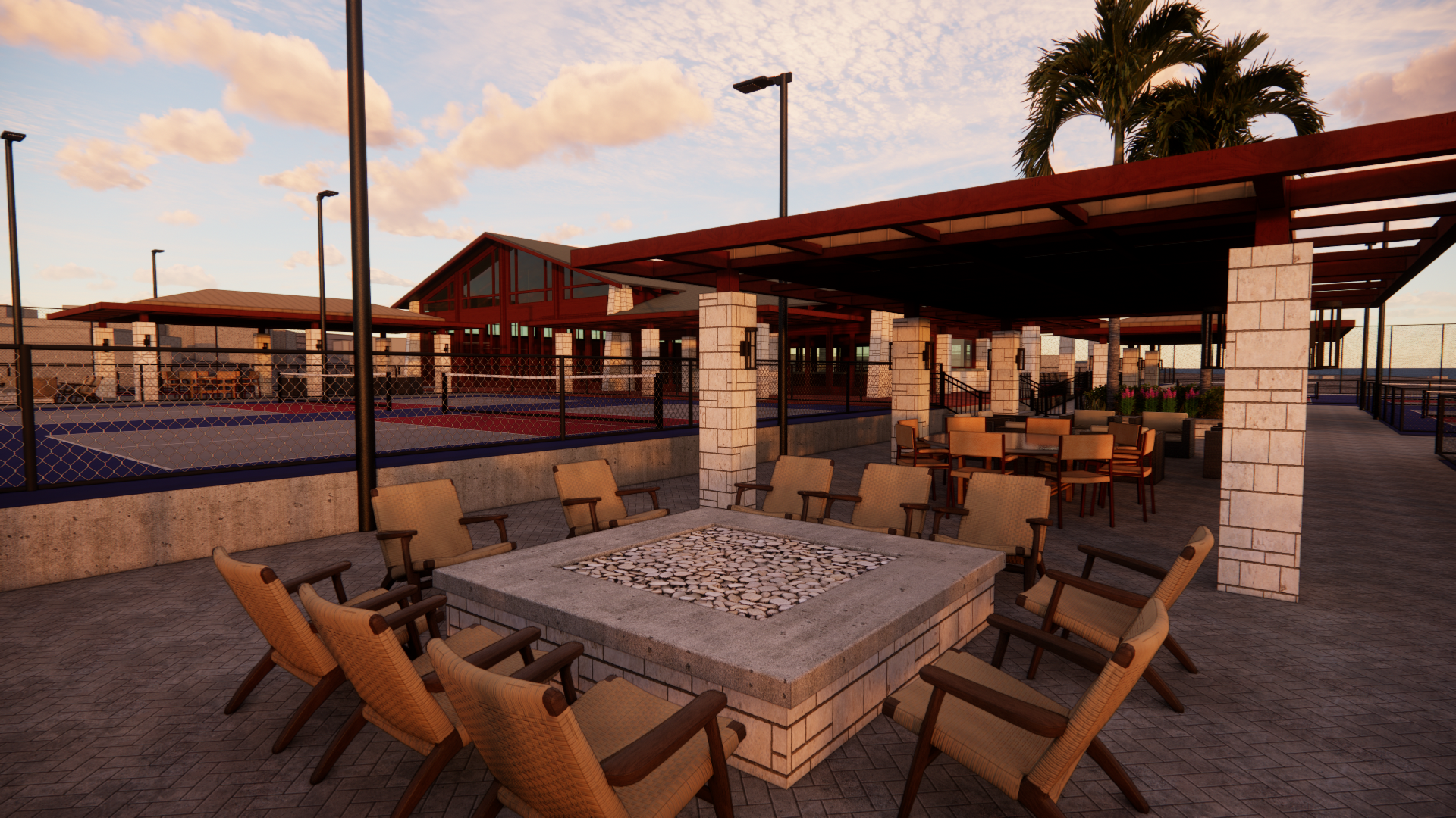 02 - Fire Pit to Event Center - Sunset.png