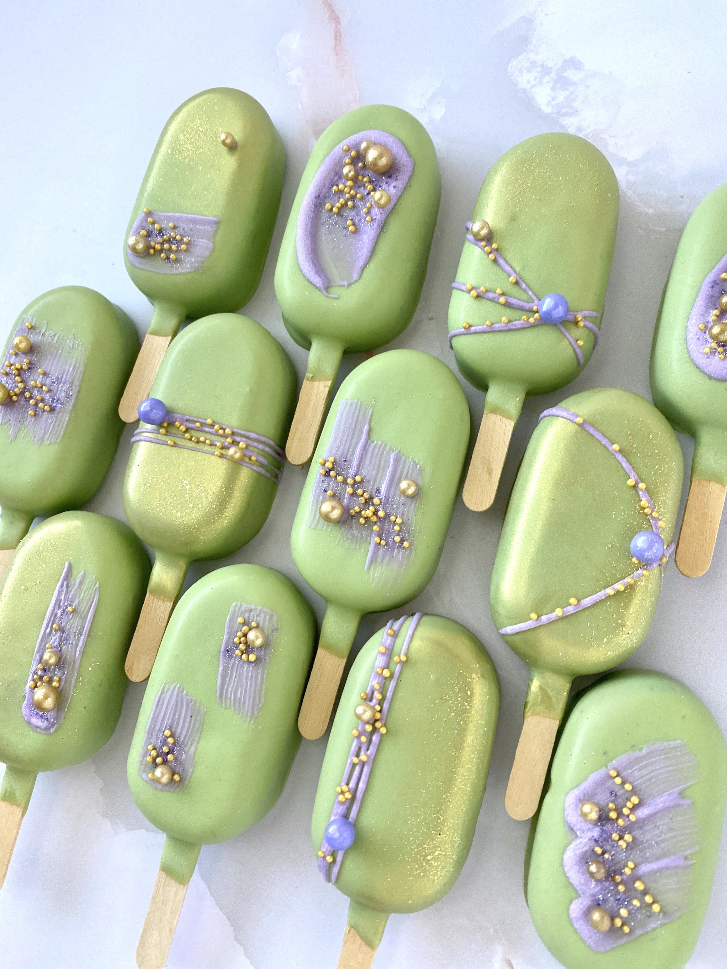 Green with purple accents