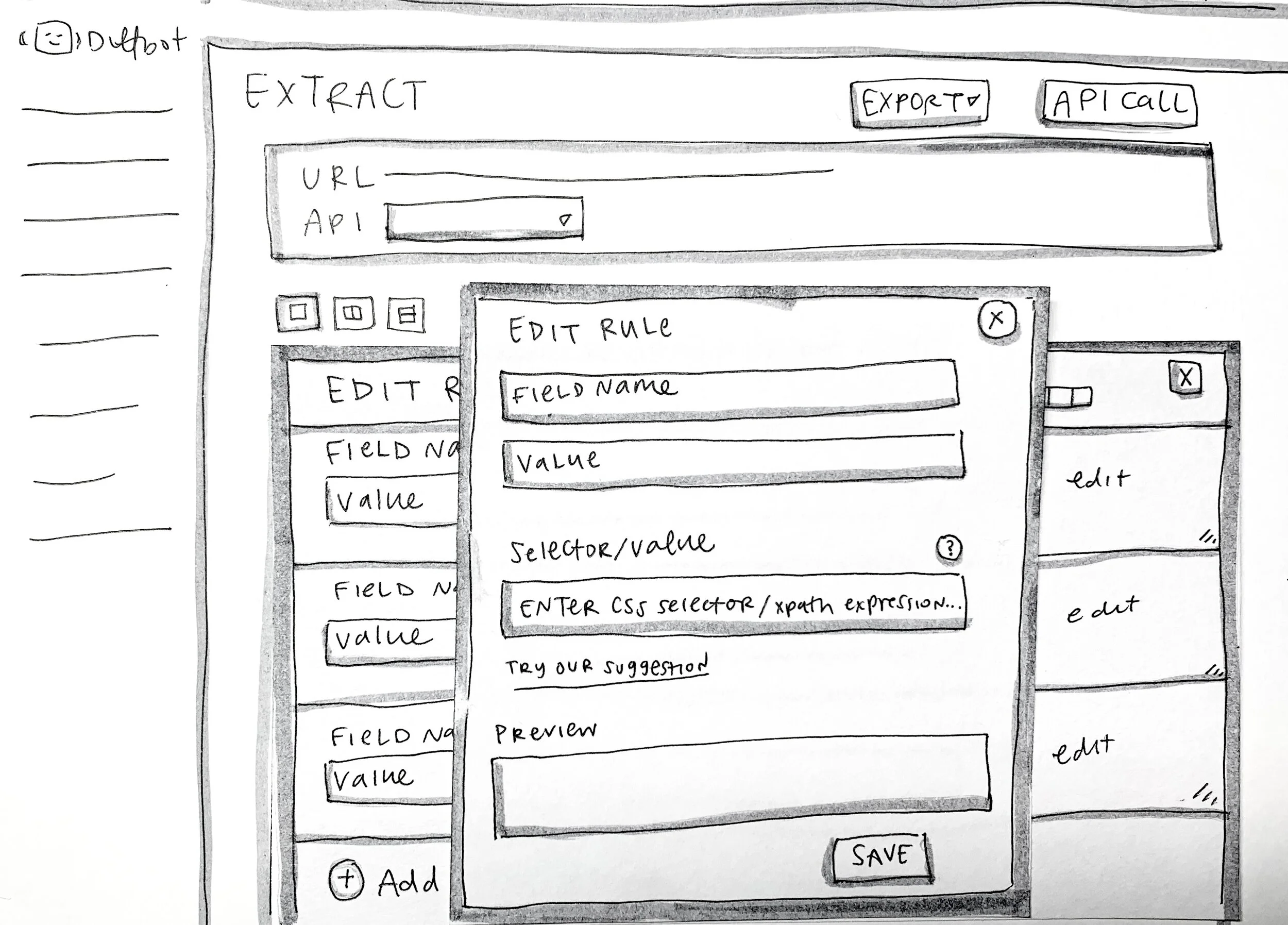 Edit rules overlay, rather than a separate tool