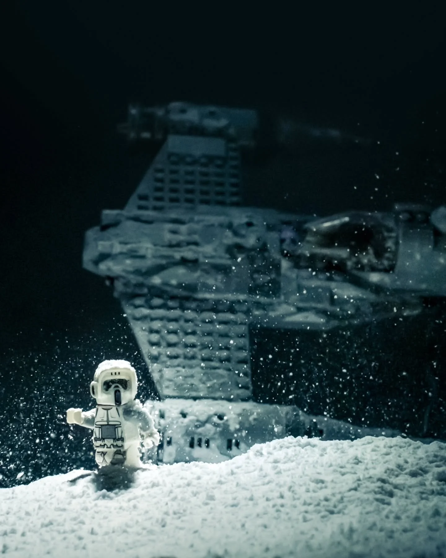 Here's a Mandalorian inspired sequence featuring his Naboo star fighter. Until I see the film, I will post possible scenes that may or may not appear. This one is a buzz the scout trooper on Hoth. 

One thing I like about this sequence is the ship is