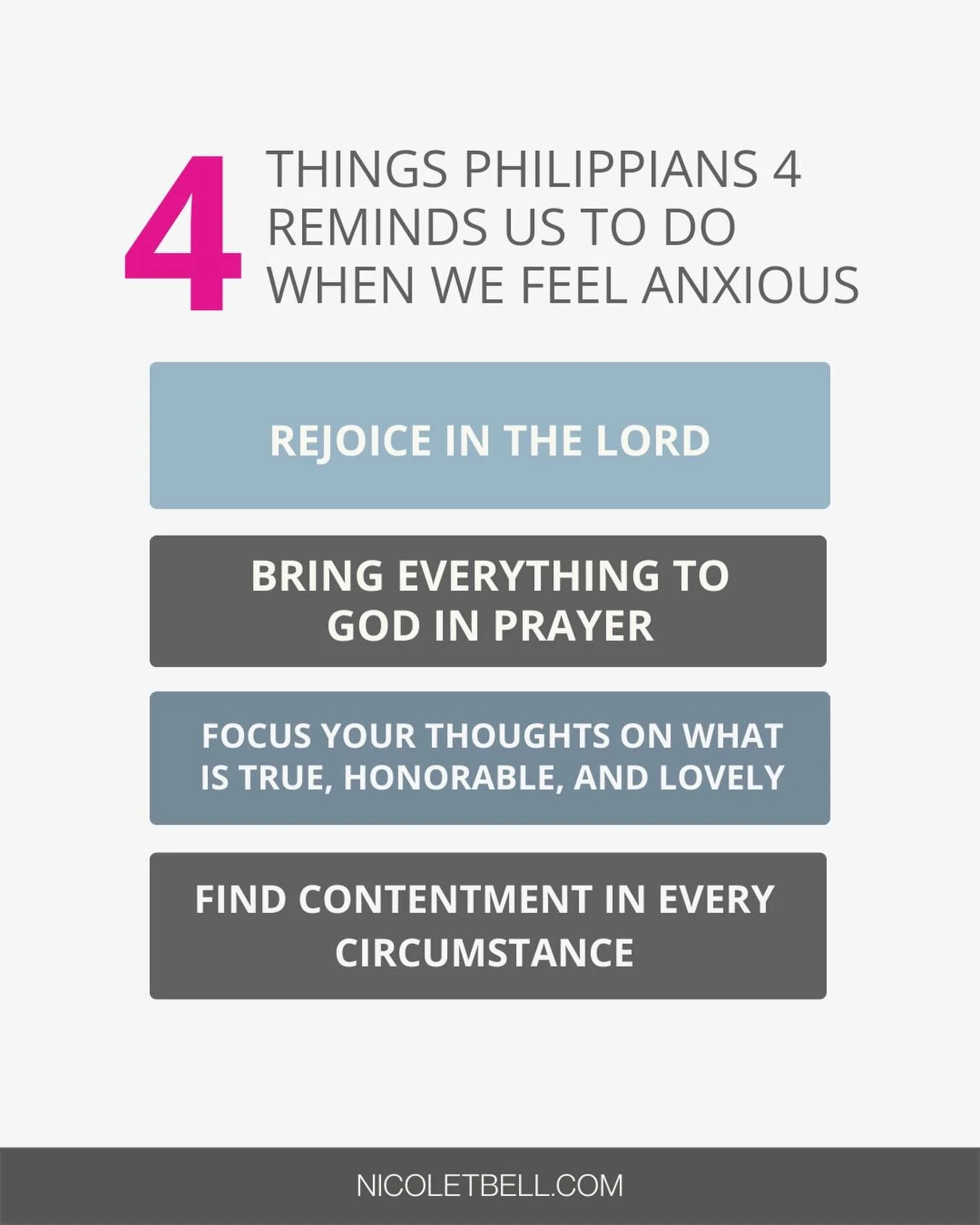 In Philippians 4, Paul reminds us that when we bring our worries to God with thanksgiving, the peace of God will guard our hearts and minds.

In the resource, Becoming People of Joy: A Study on the Book of Philippians, talk spend a whole week diving 