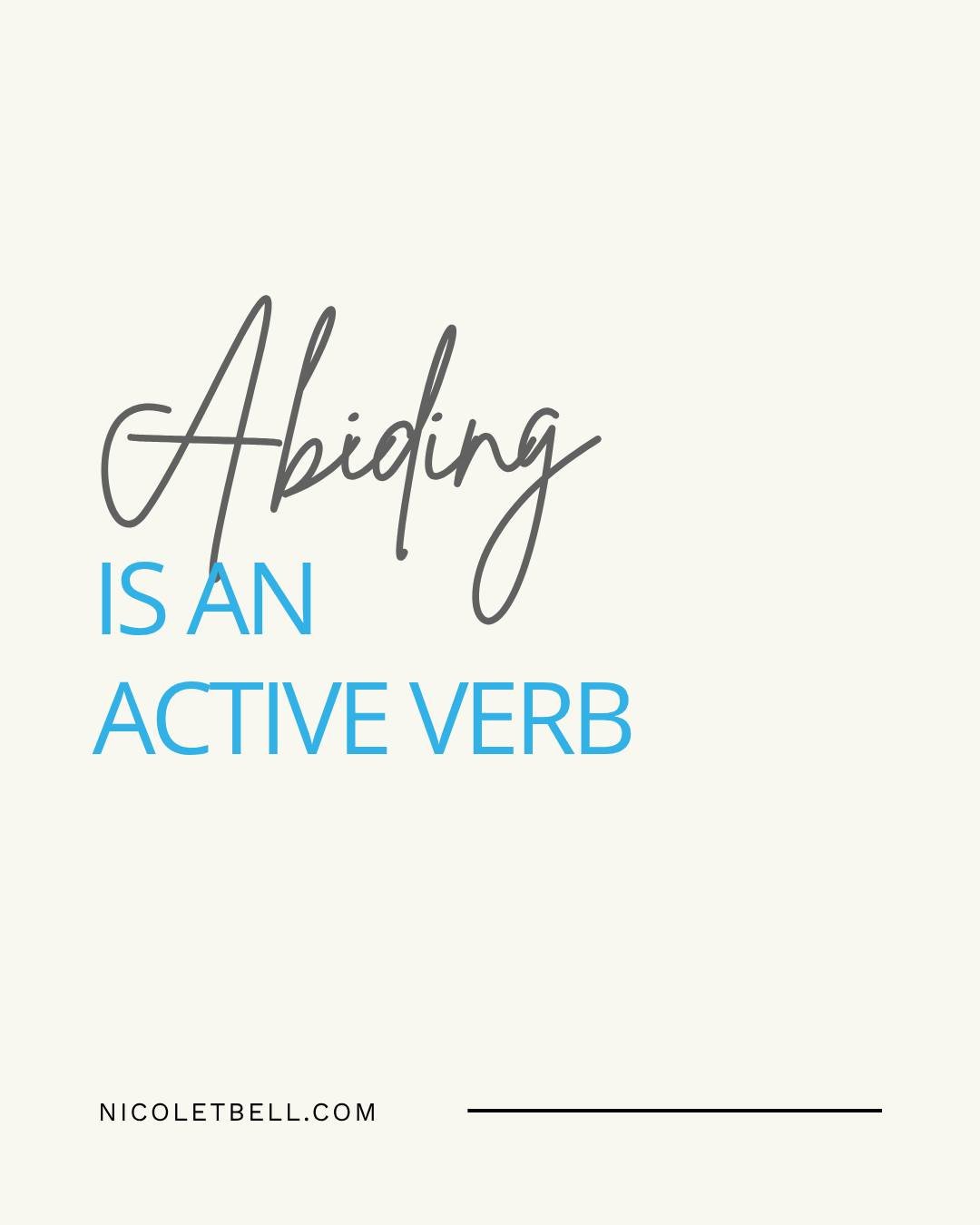 What if abiding isn't passive at all? 🌿

In John 15, Jesus uses the word abide 9 times in just 11 verses &mdash; and John uses it 60+ times across his writings. That's not an accident.

Abiding is active. It's aligning. It's positioning yourself to 
