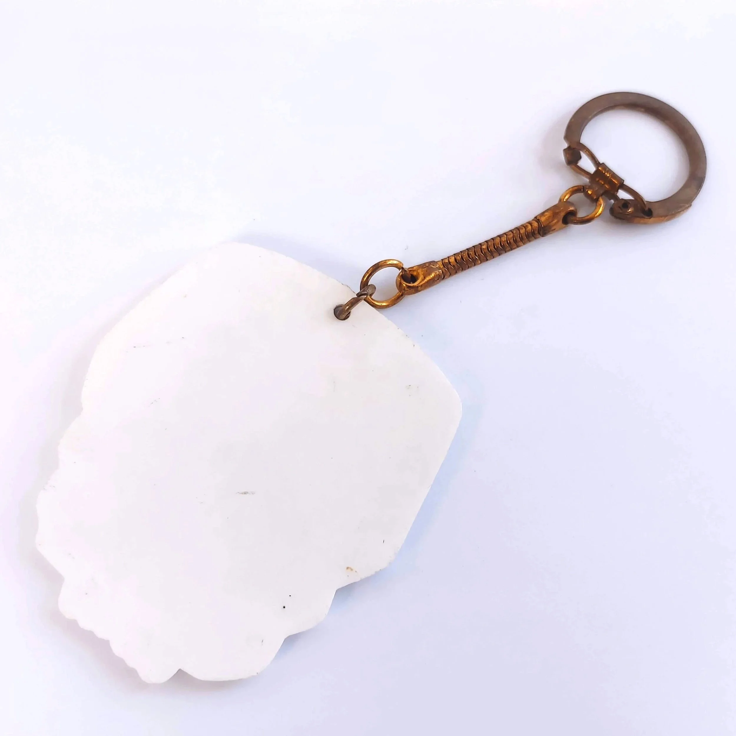 Vintage Plastic Owl Keychain in Yellow and Green