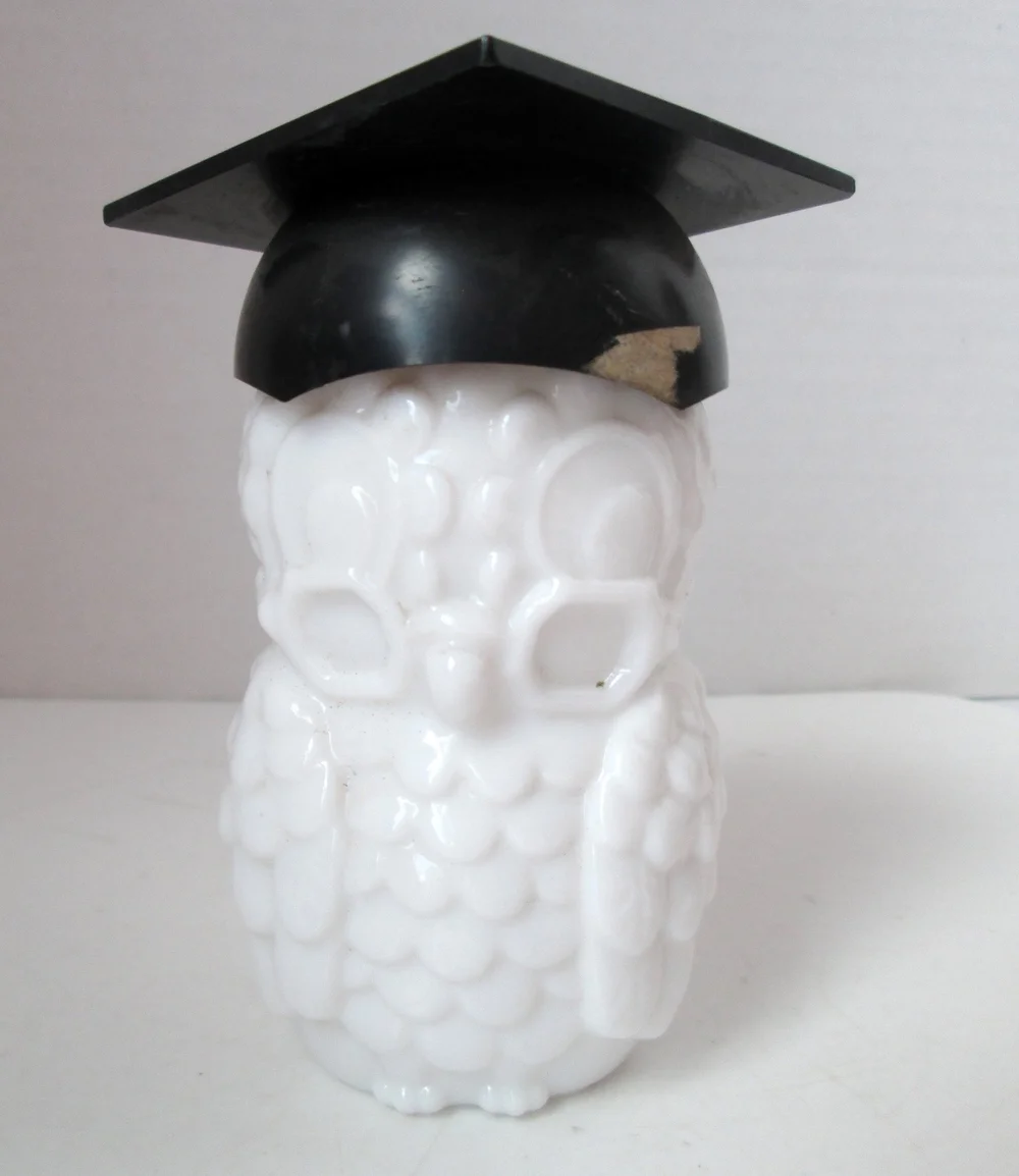 Hoot' Graduation Avon Owl Perfume Bottle (Black Cap