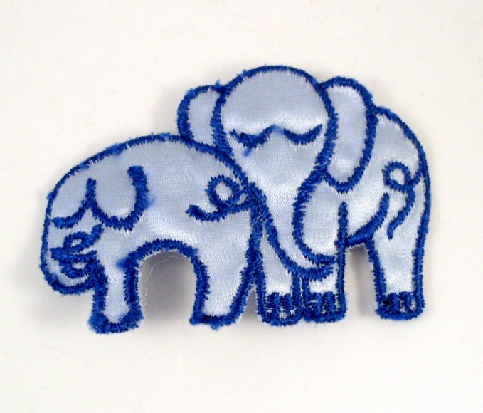 Large Vintage Sew On Patch Blue Elephants 1970s