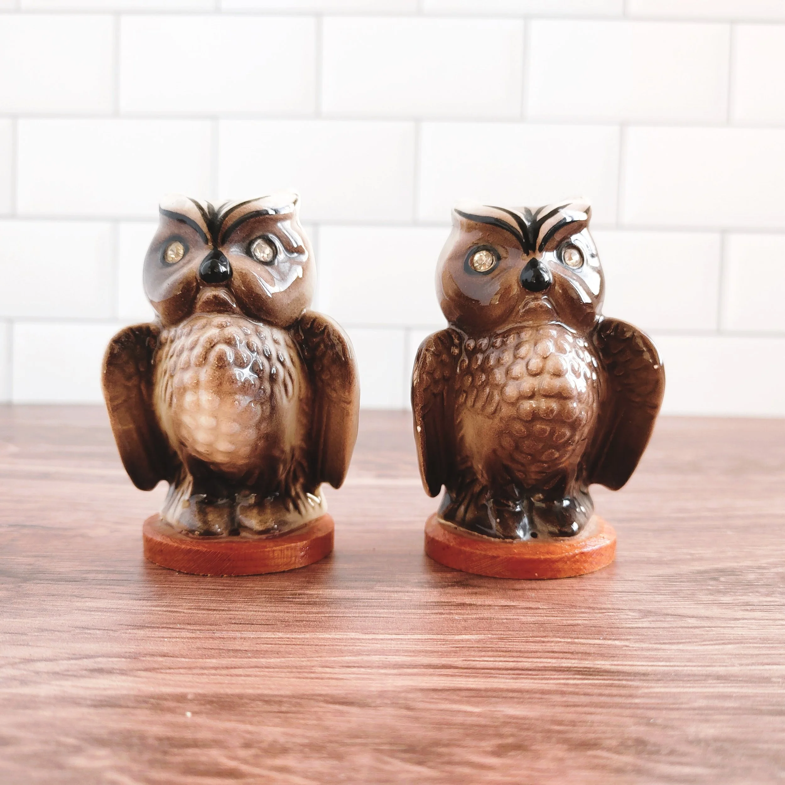 Vintage Owl Salt and Pepper Shakers Terracotta New Trends Inc — Vintage