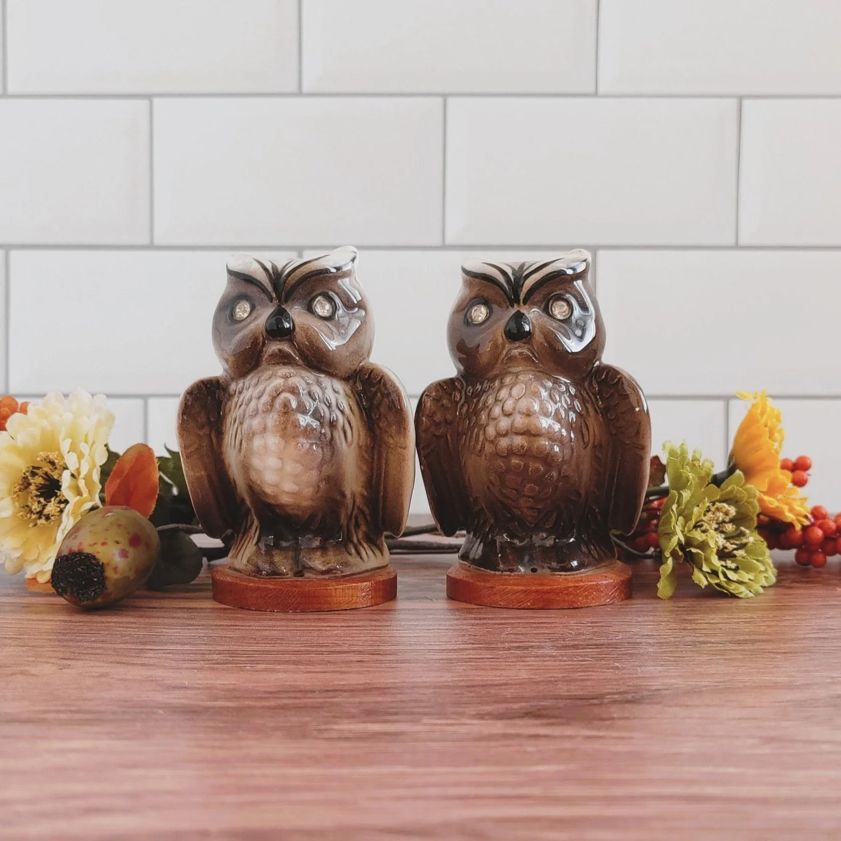 Vintage Owl Salt and Pepper Shakers Terracotta New Trends Inc — Vintage