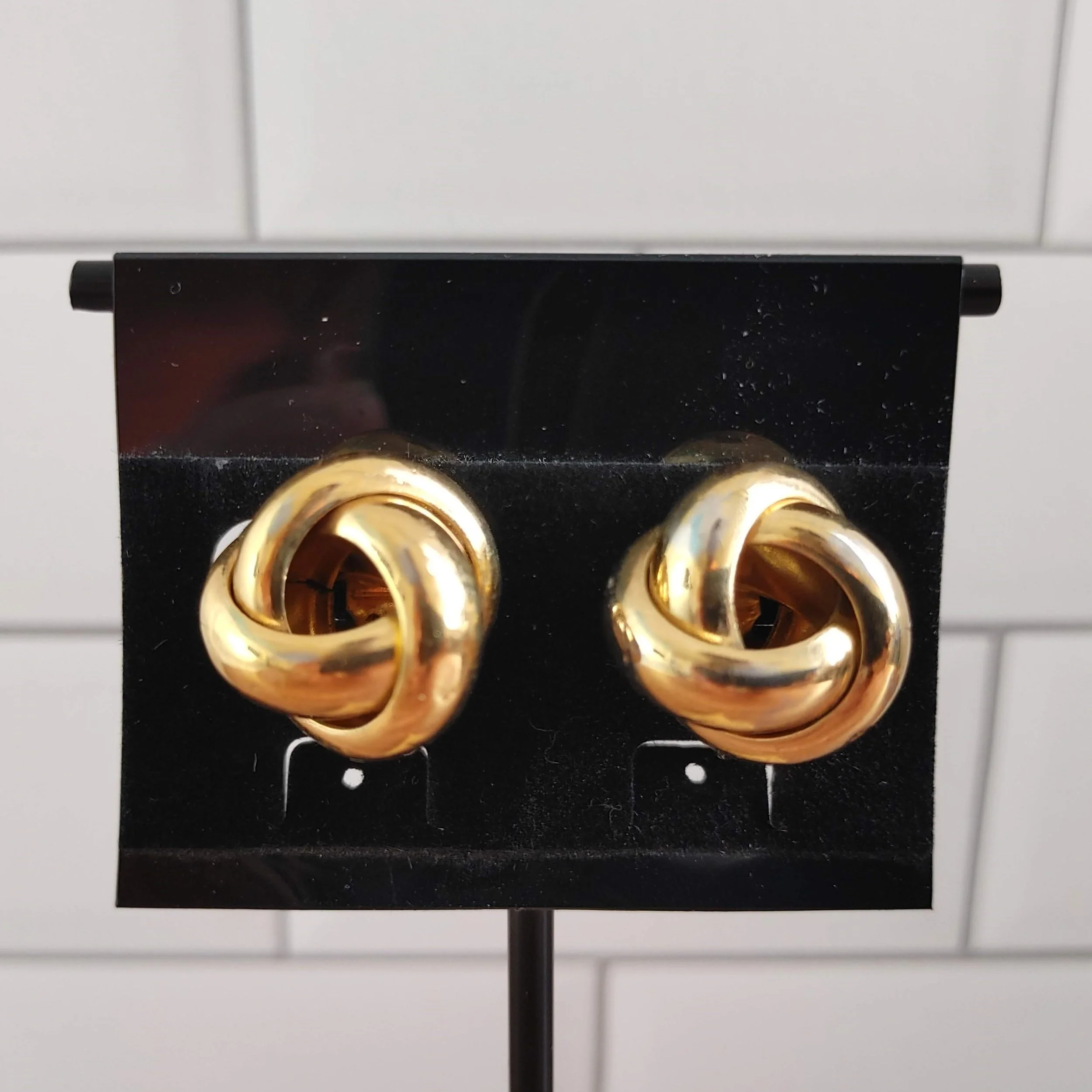 Vintage Monet Gold-Tone Twist Knot Clip-On Earrings (Signed, 1970s)