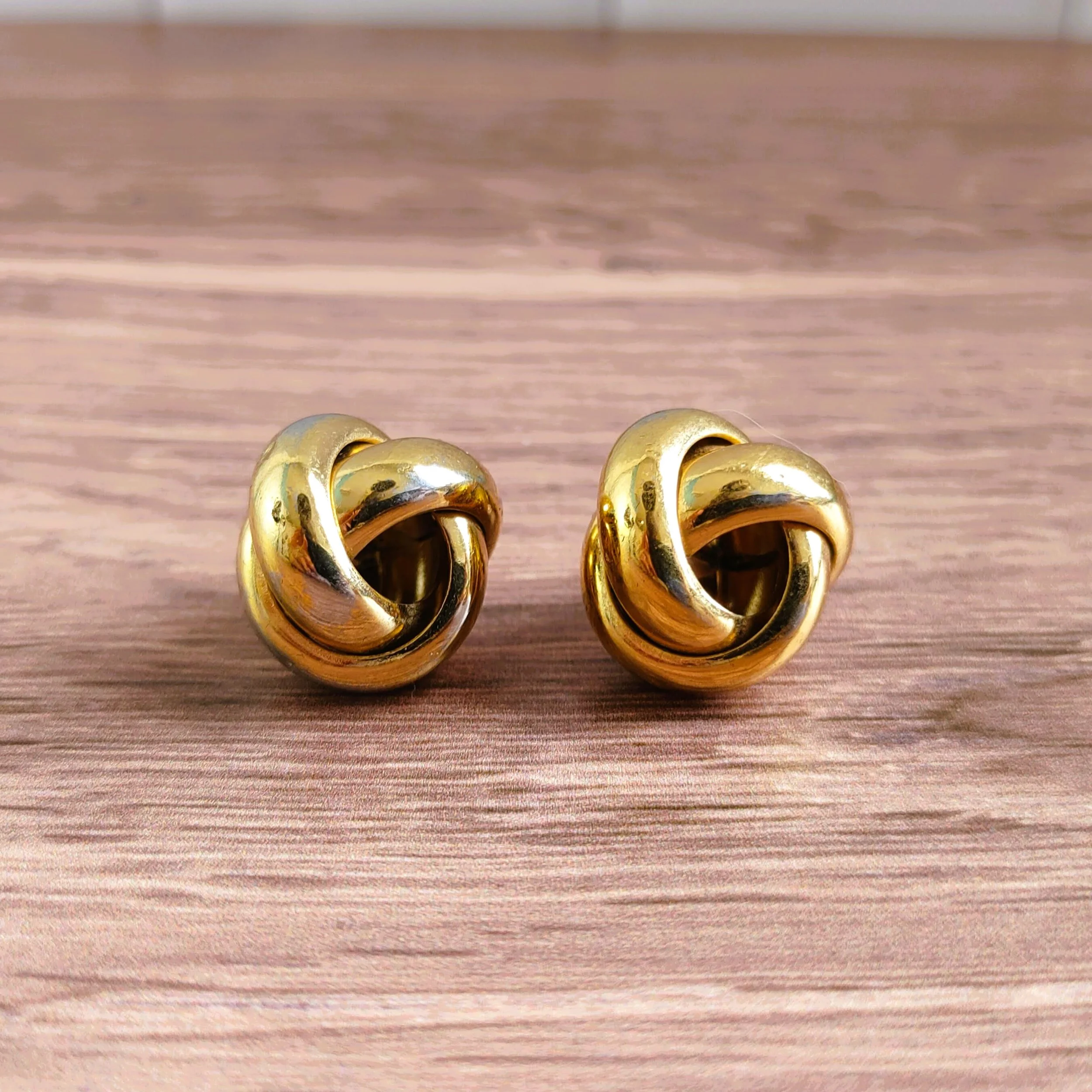 Vintage Monet Gold-Tone Twist Knot Clip-On Earrings (Signed, 1970s)