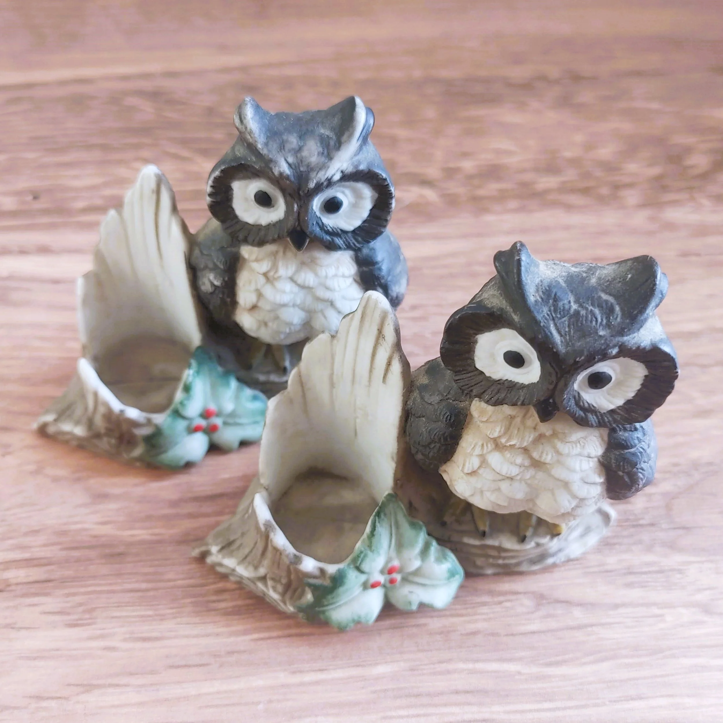Vintage Ceramic Owl Christmas Candle Holders, Taper (Set of 2)