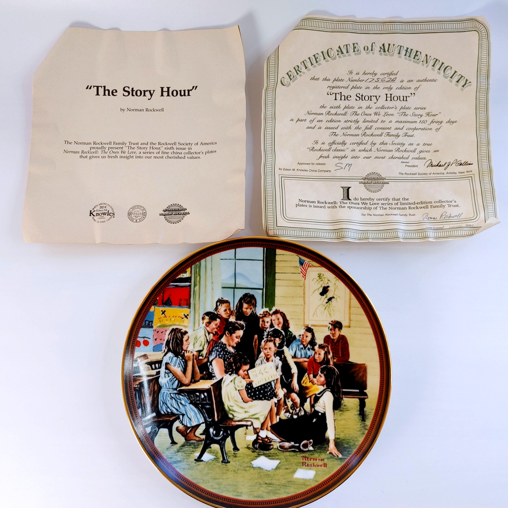 Vintage 1990 Norman Rockwell The Story Hour Collectors Plate by