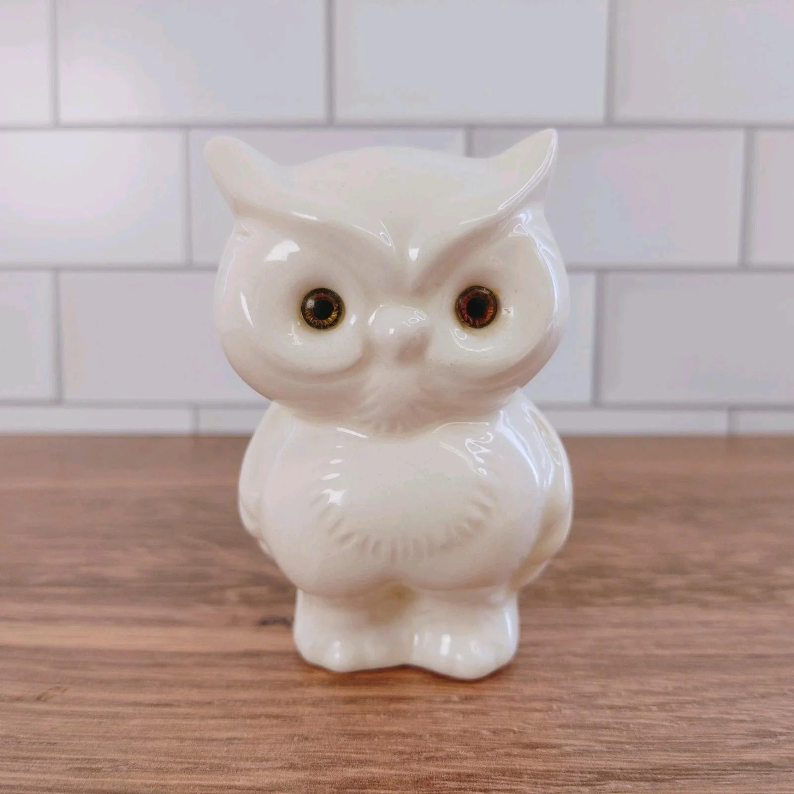 Vintage Ceramic Owl White 5” Sachet Potpourri Holder W/ Rubber Stopper