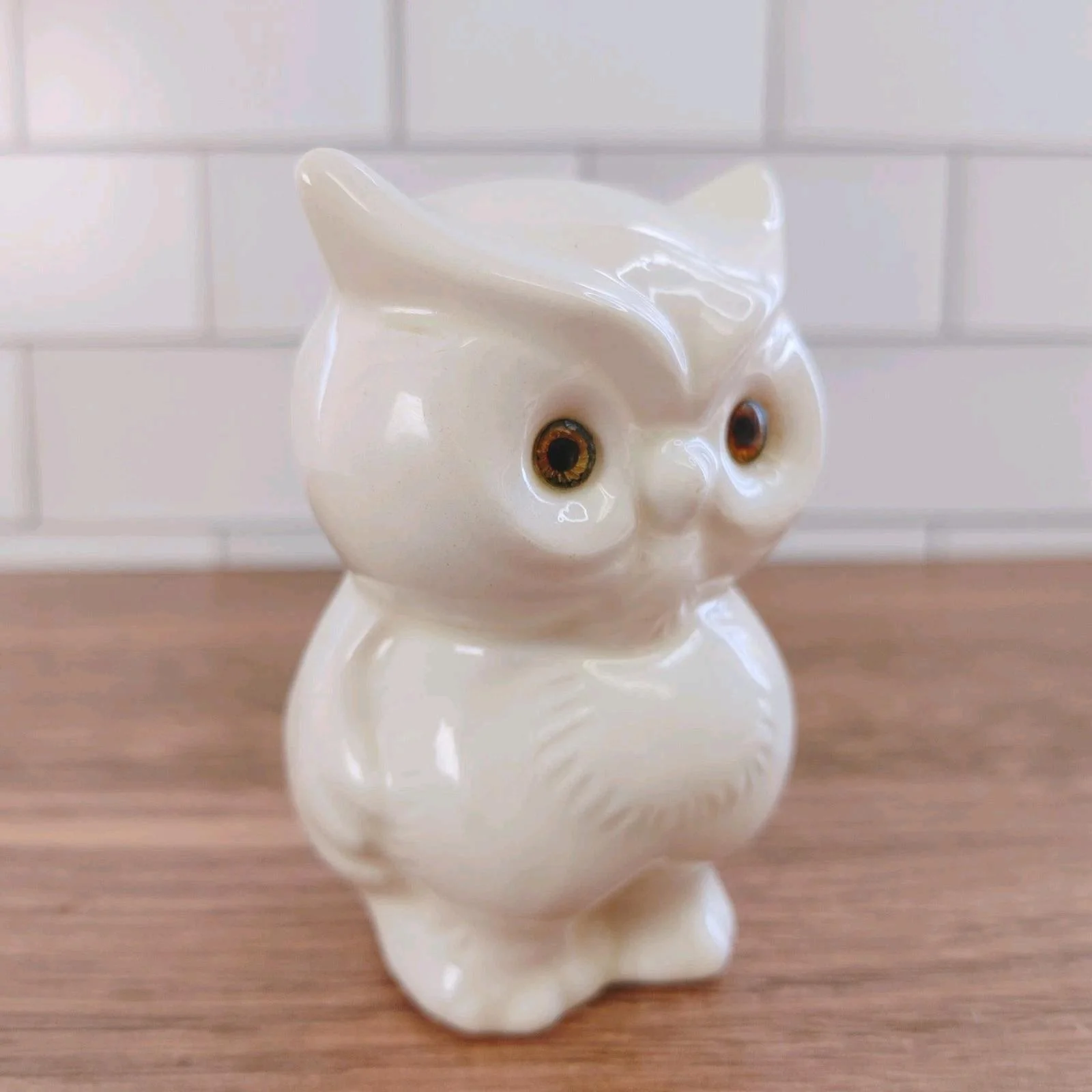 Vintage Ceramic Owl White 5” Sachet Potpourri Holder W/ Rubber Stopper