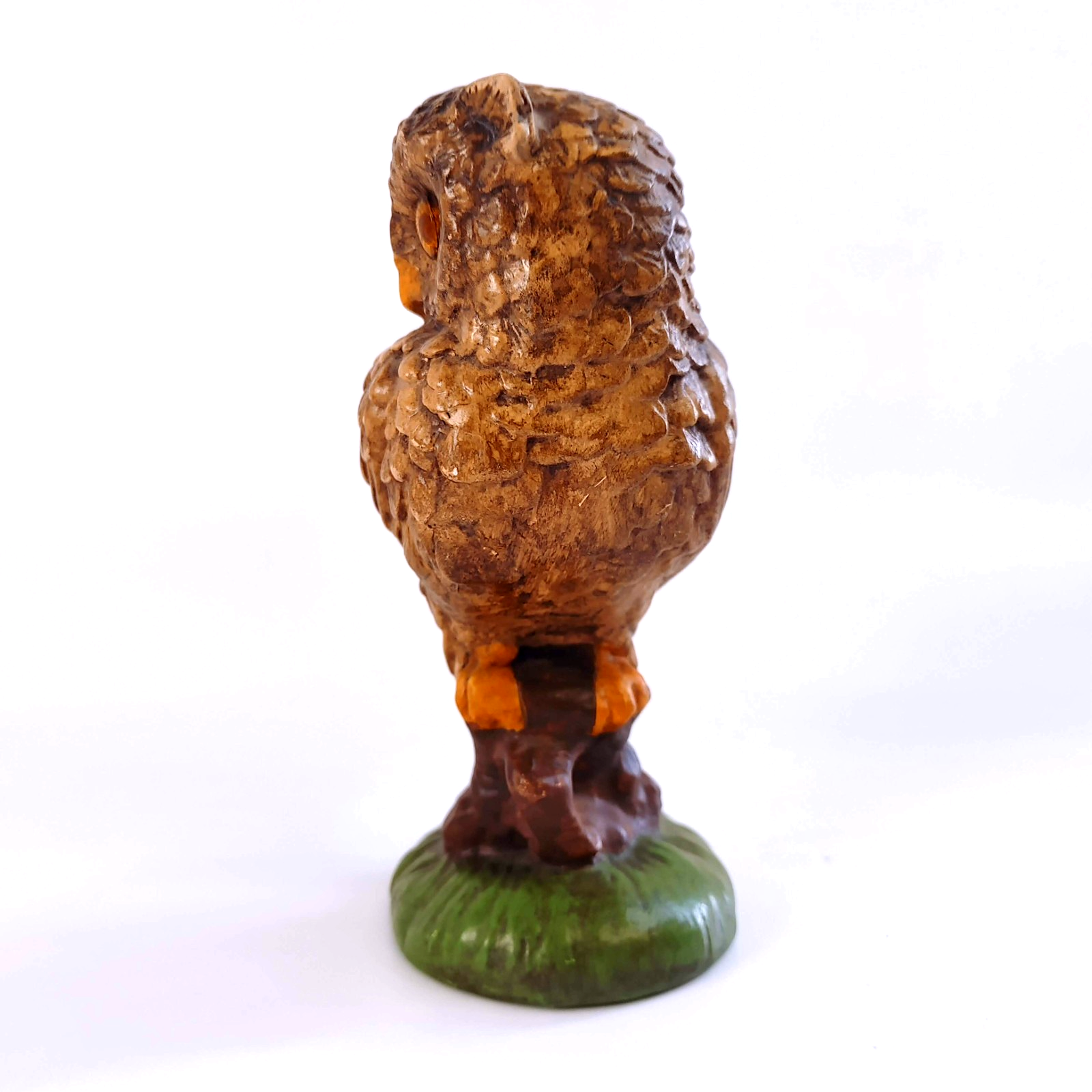 Vintage Owl Figurine 1970s Hand Painted Ceramic Woodland Kitsch