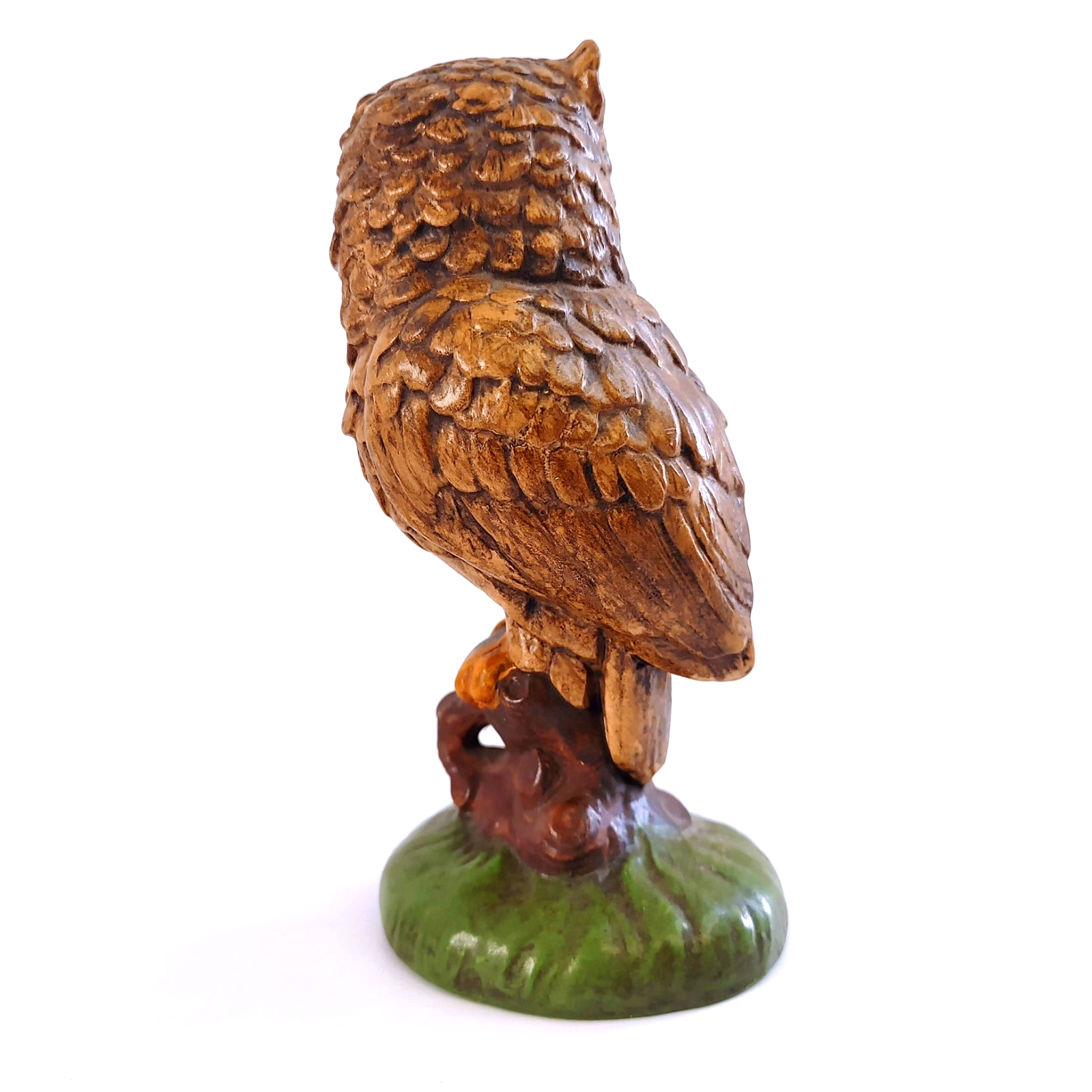 Vintage Owl Figurine 1970s Hand Painted Ceramic Woodland Kitsch