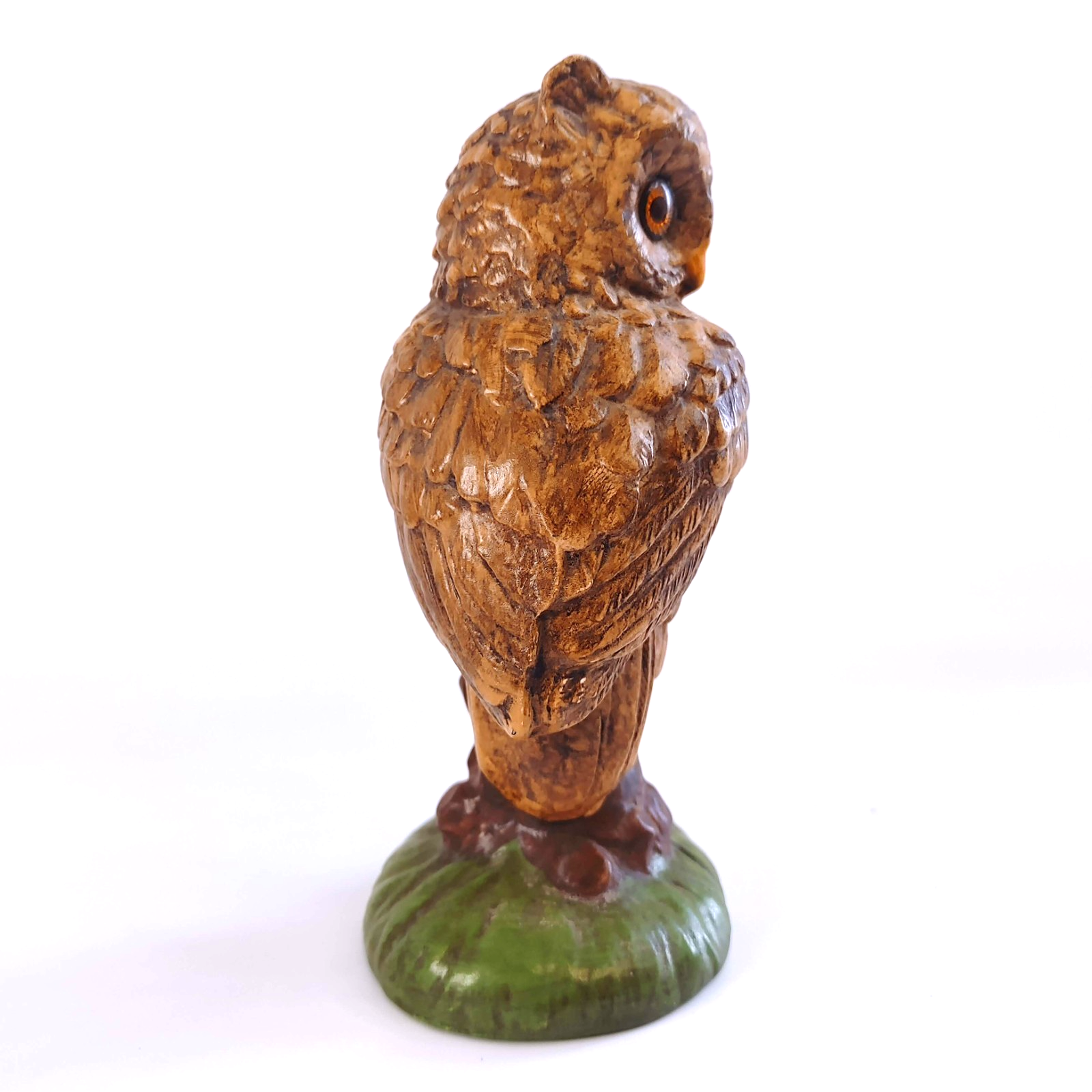 Vintage Owl Figurine 1970s Hand Painted Ceramic Woodland Kitsch