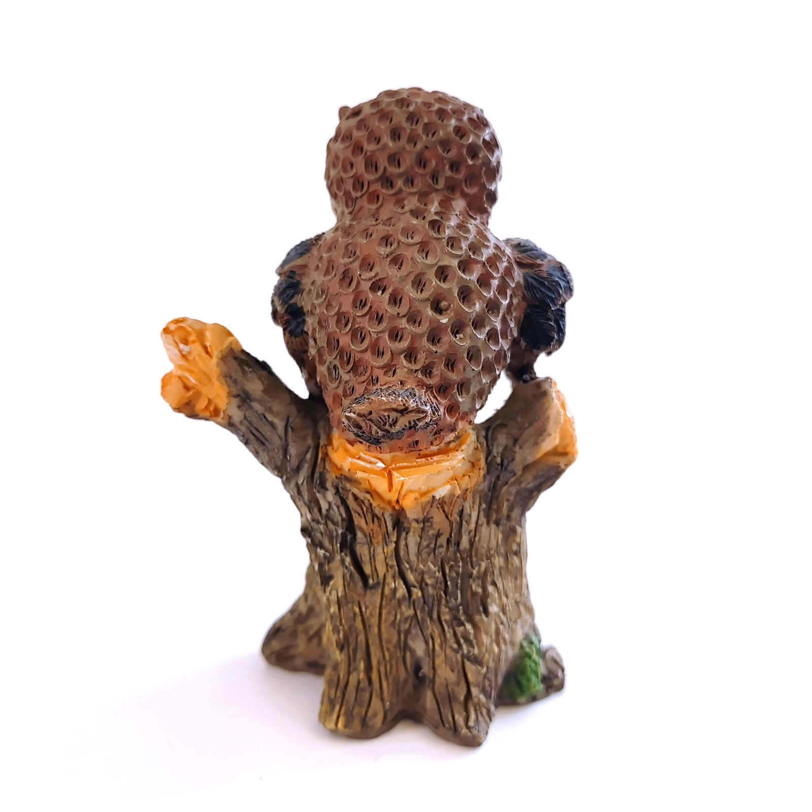 Vintage Owl and Owlet Sitting on Log Resin Figurine 1980s