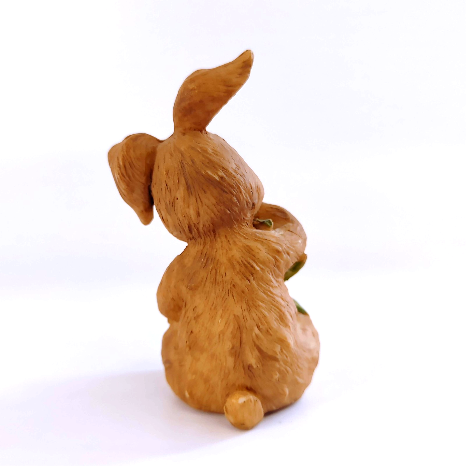 Vintage Small Resin Easter Rabbit with Flower Tulip 3.25 inches Spring Easter