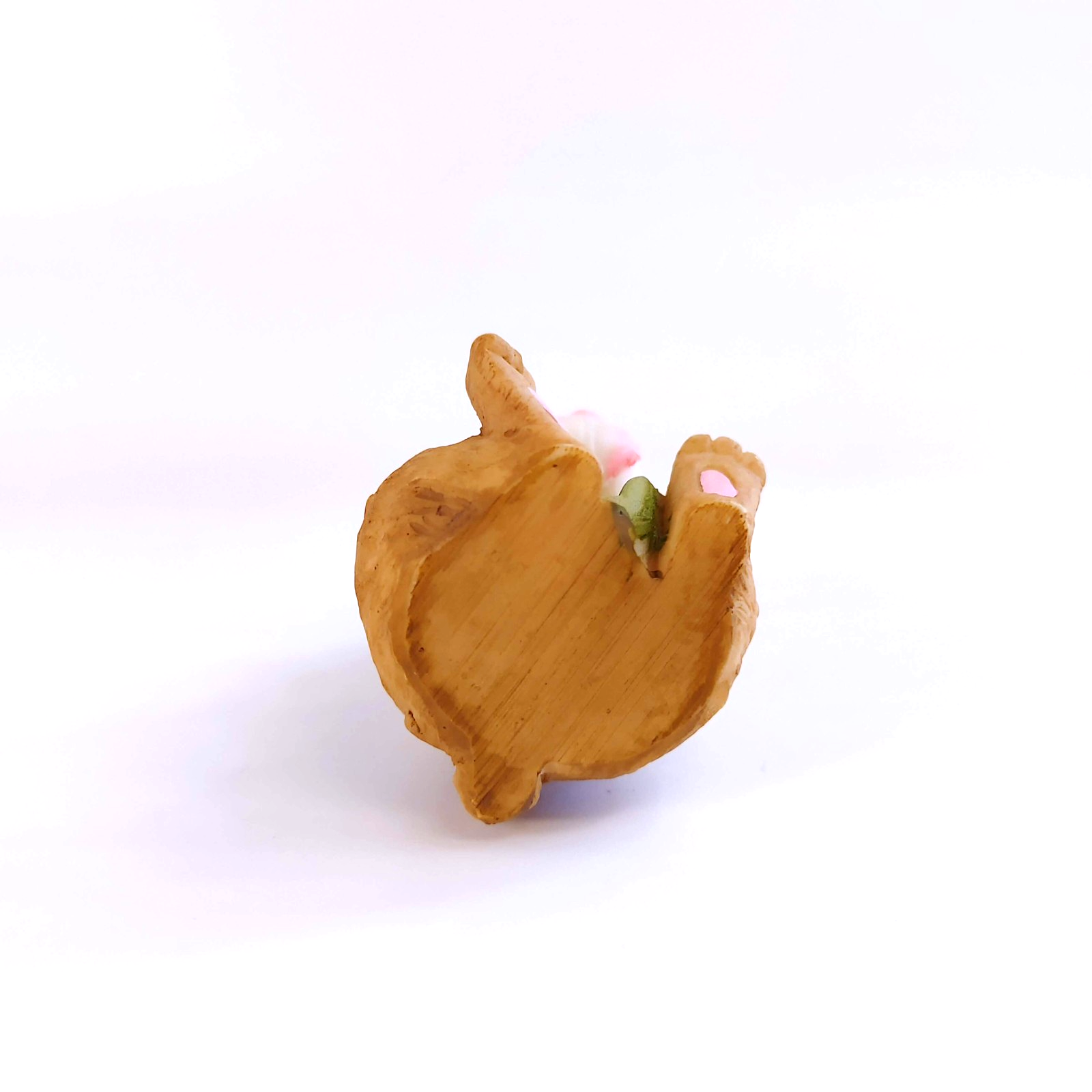 Vintage Small Resin Easter Rabbit with Flower Tulip 3.25 inches Spring Easter