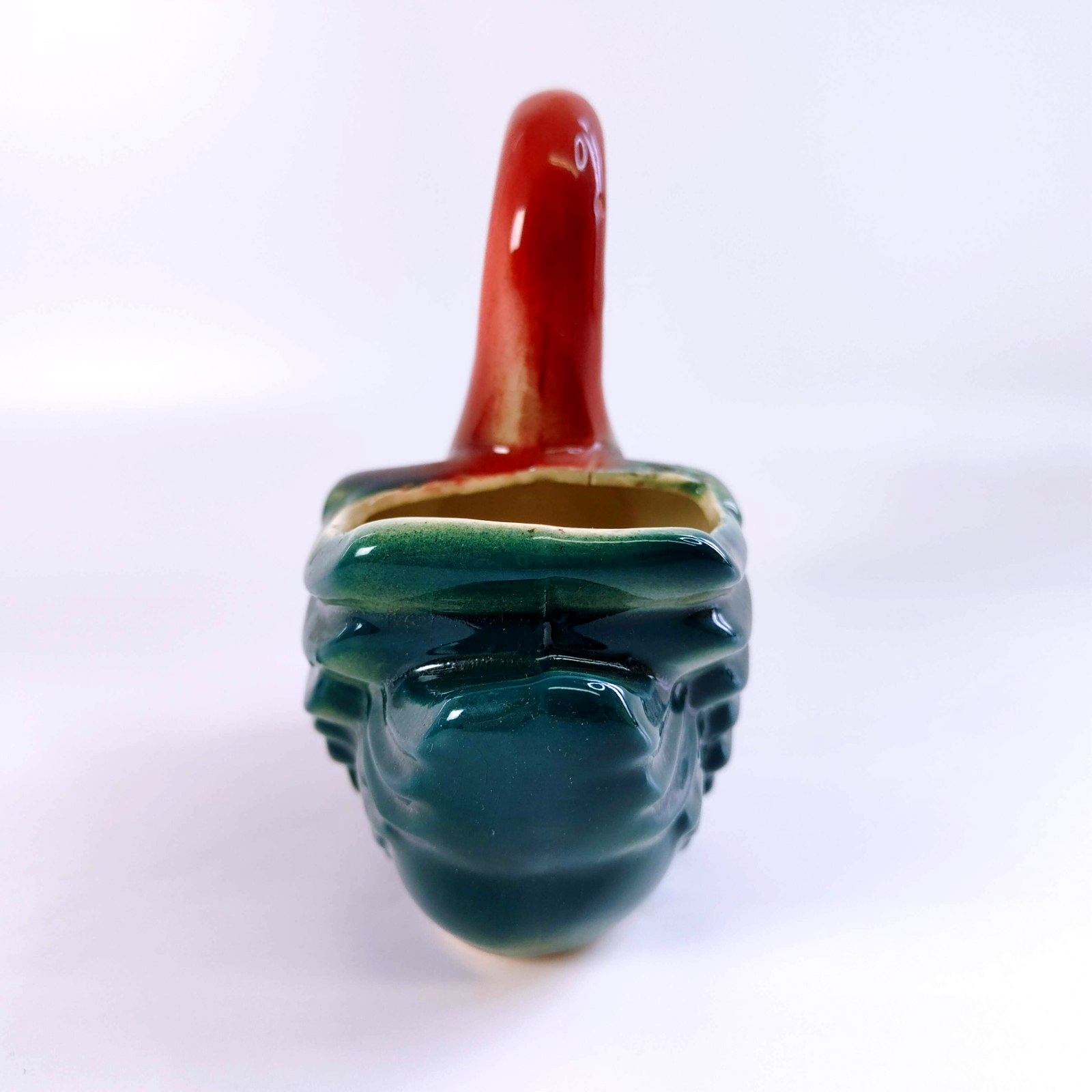 Vintage Shawnee Pottery Swan Planter Maroon Green