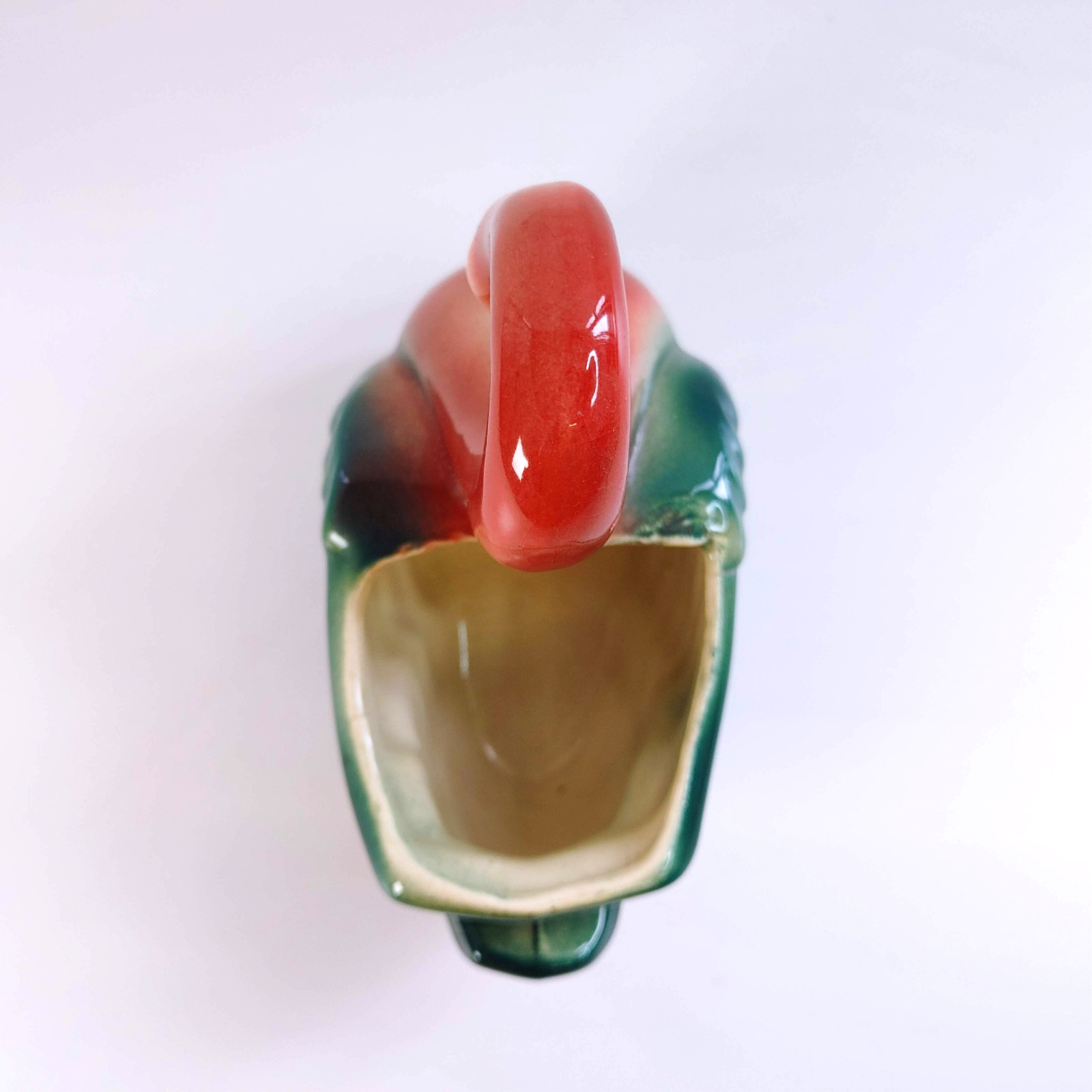Vintage Shawnee Pottery Swan Planter Maroon Green