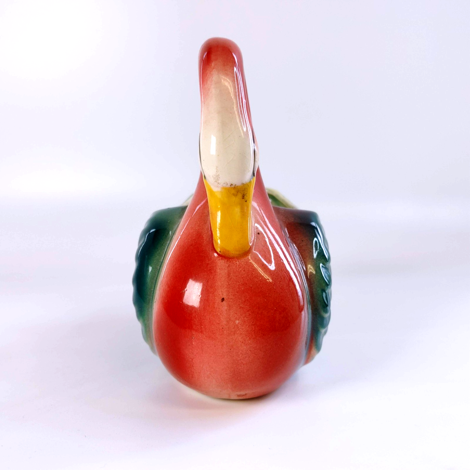 Vintage Shawnee Pottery Swan Planter Maroon Green