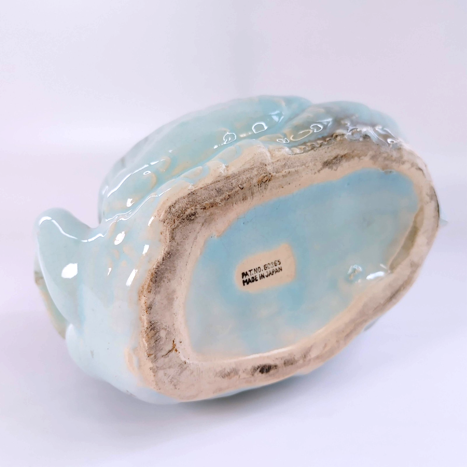 Vintage Entwined Dual Swan Planter Mid-Century Turquoise Aqua Gray Made in Japan